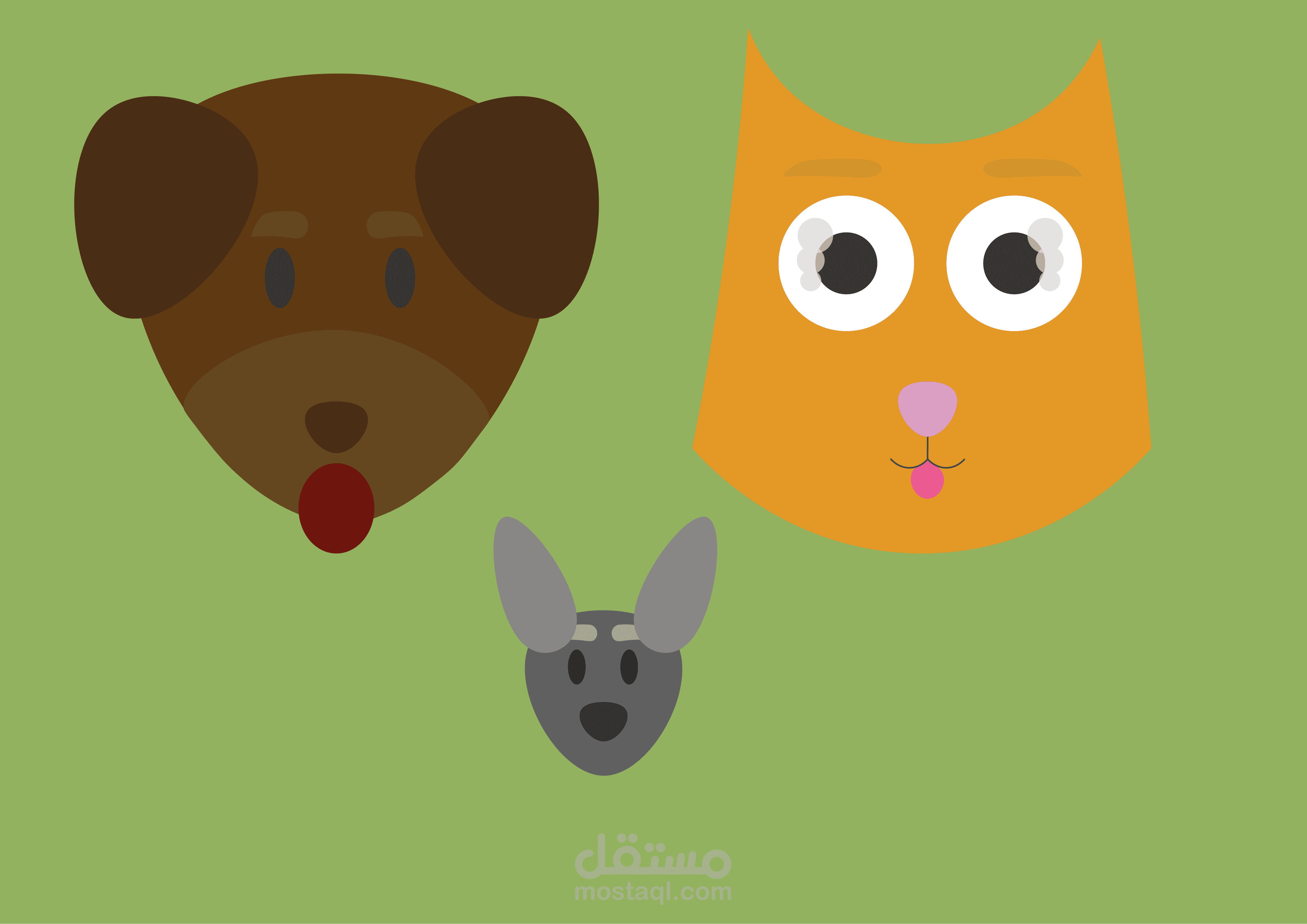 الحيوانات ( القط الفأر الكلب ) 2D