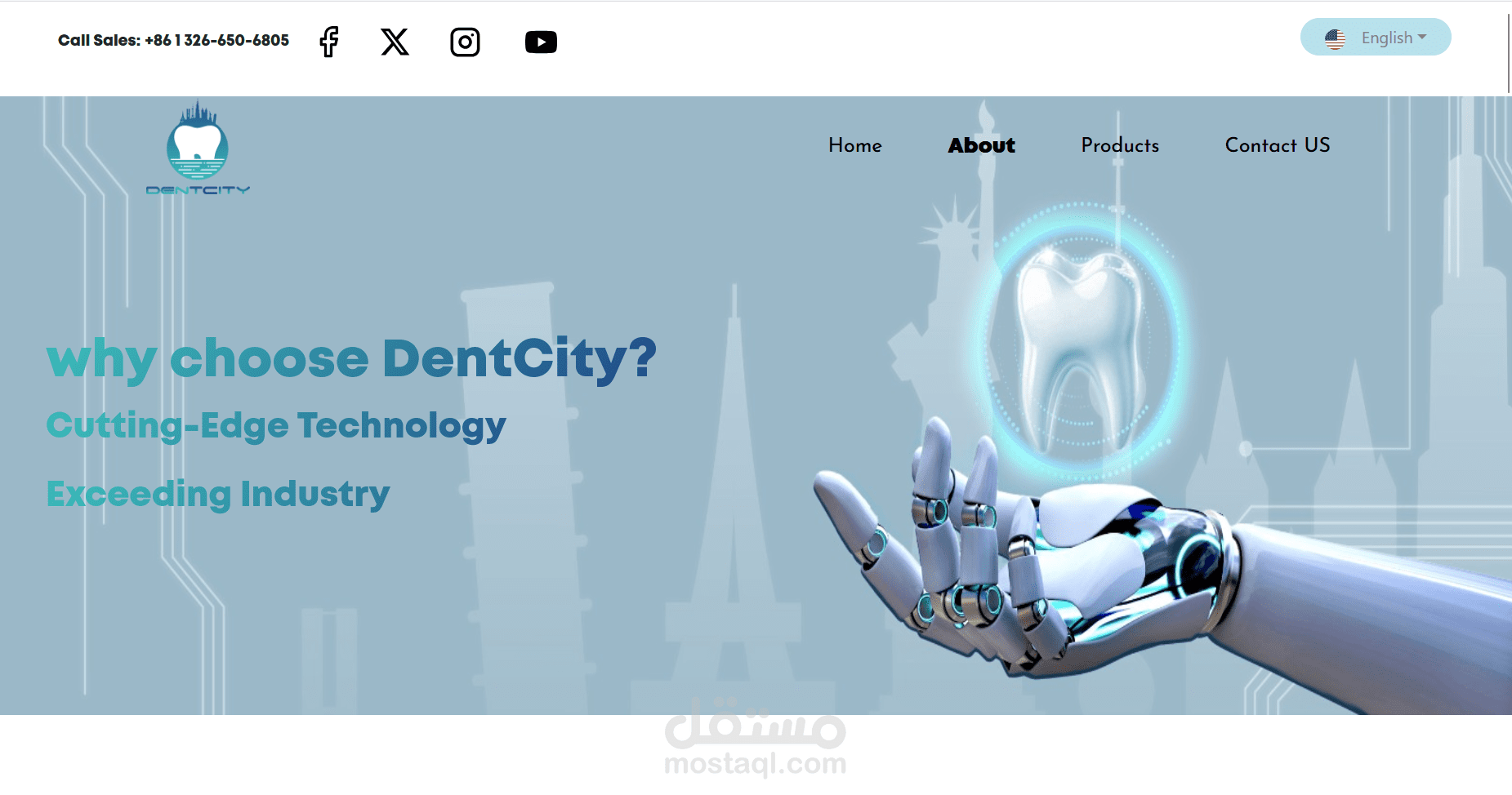 تصميم وبرمجة موقع طبي متكامل (DentCity) لعيادات طب الأسنان.