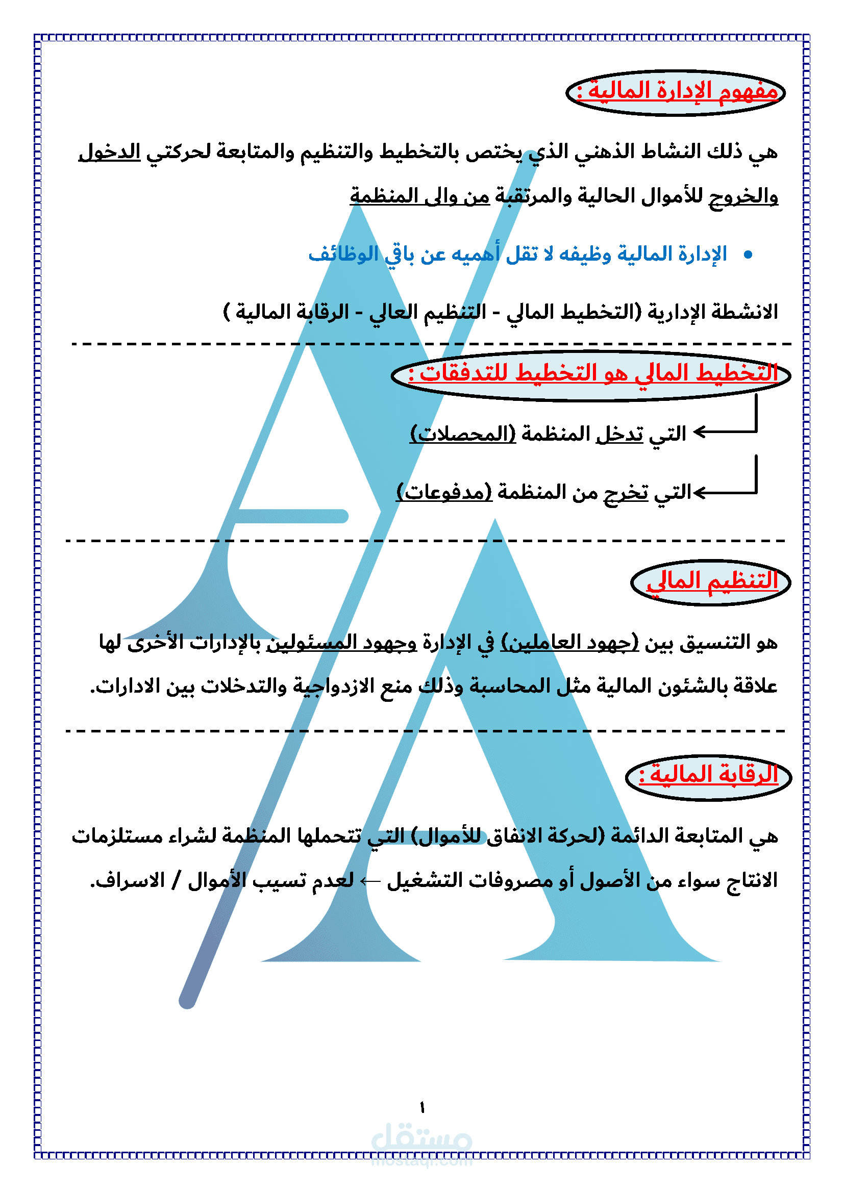 الادارة المالية