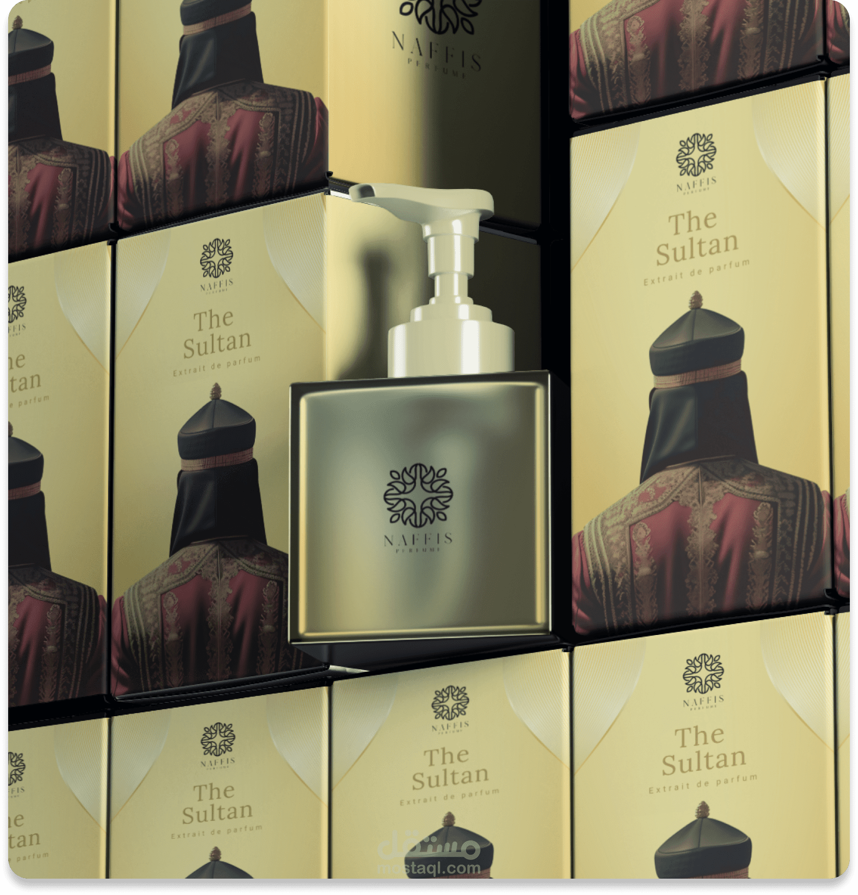 تصميم Packaging عبوات فاخرة لعطر “The Sultan” لشركة NAFFIS