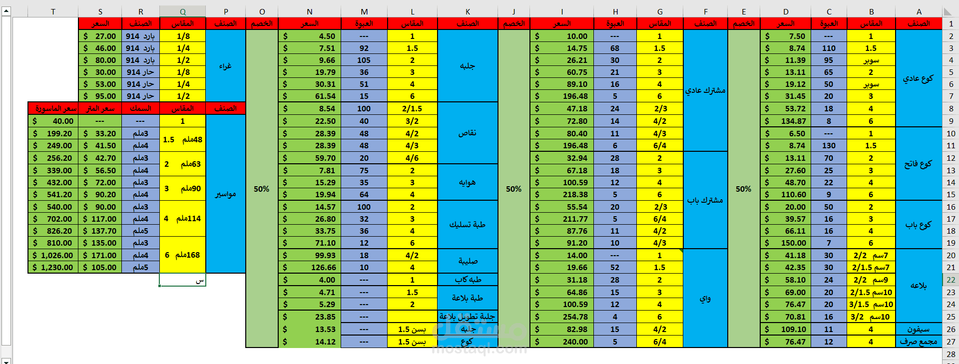عمل مشاريع وجداول وبيانات عبر excel