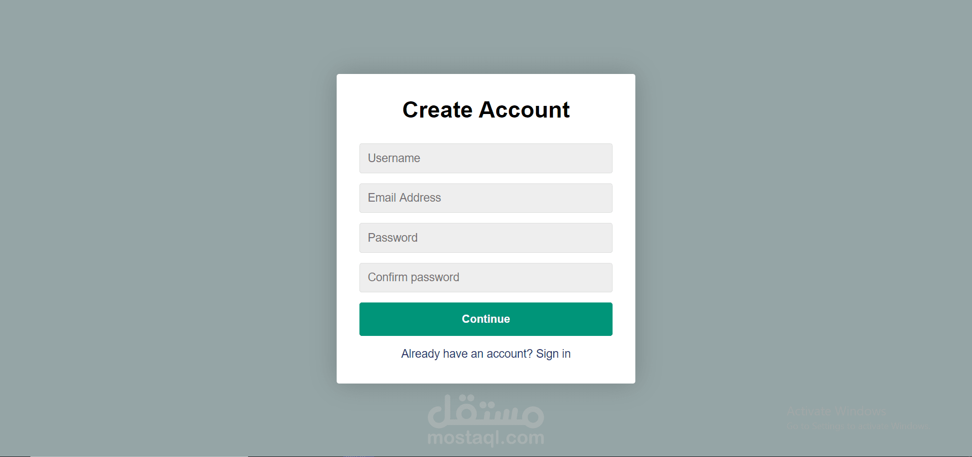 SignUp page