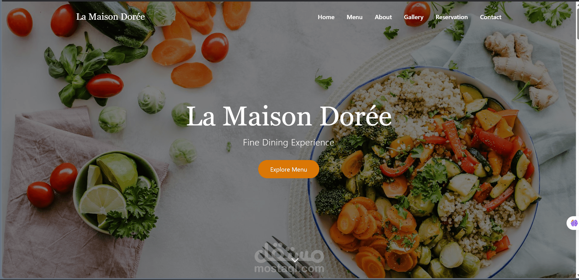 تصميم موقع مطعم حديث ومتجاوب (HTML & CSS)