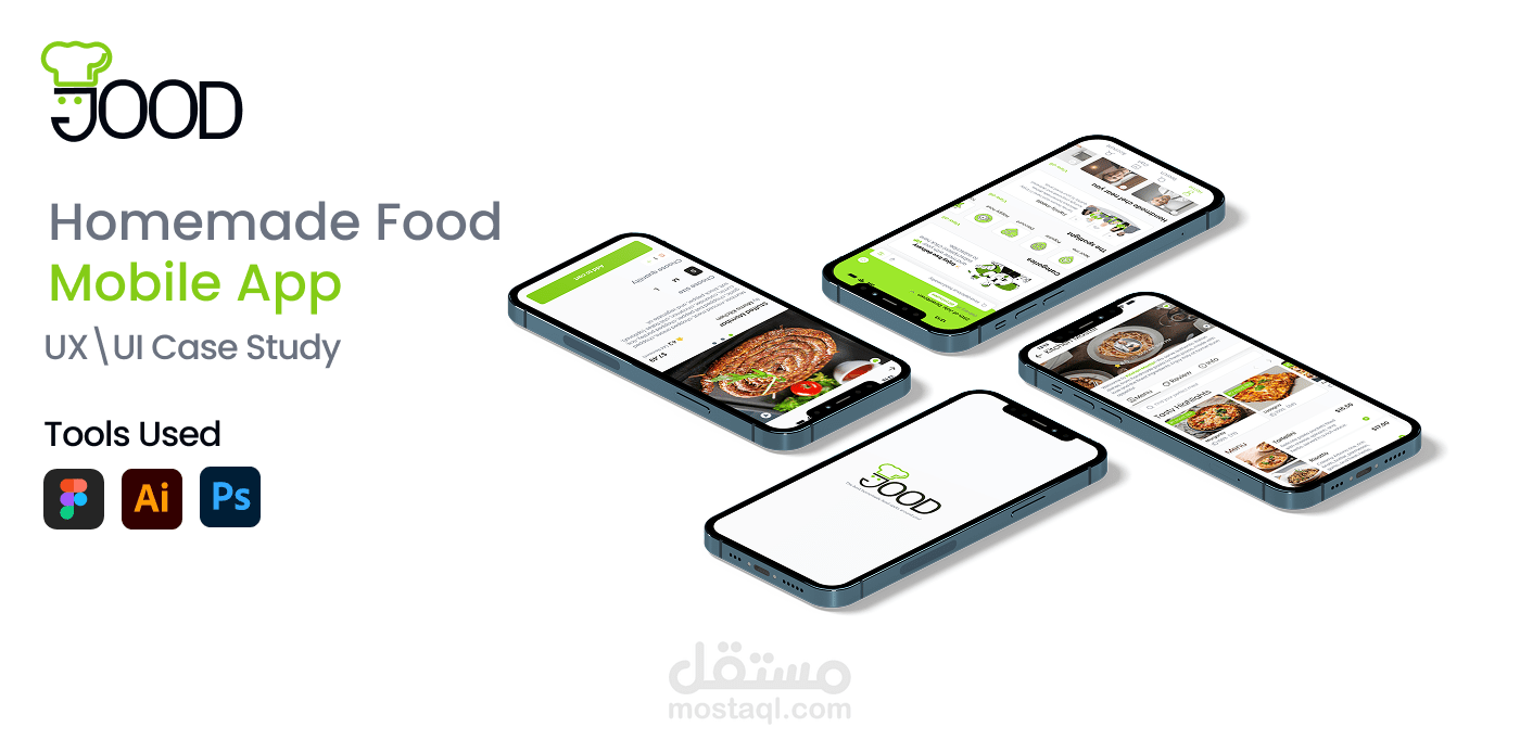 تصميم تجربة مستخدم وواجهة تطبيق طلب طعام منزلي – Jood App