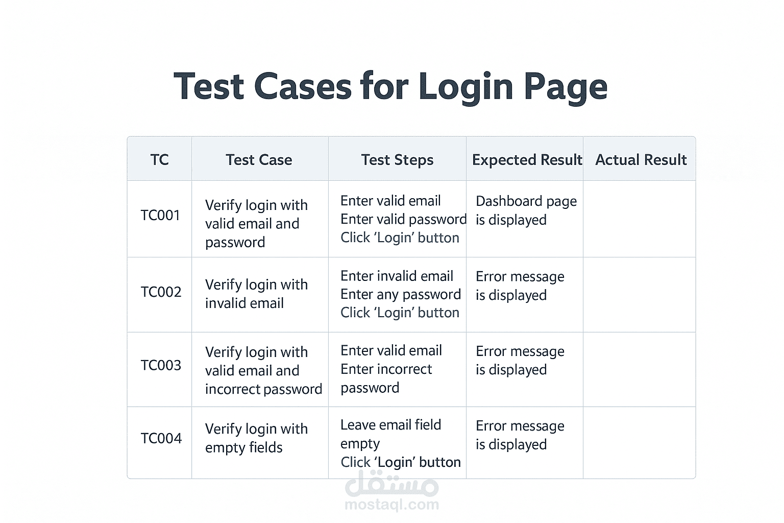Test Cases - Login Page