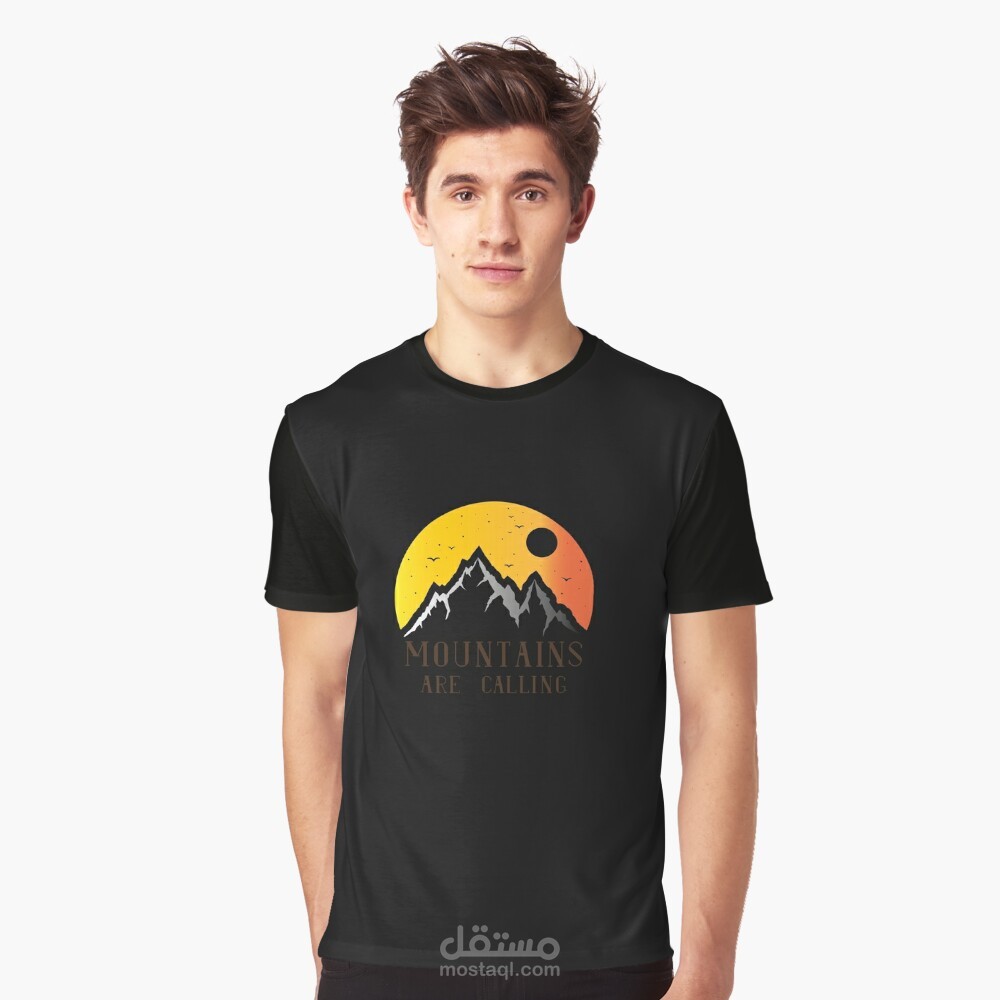 Mountains, birds and sun
