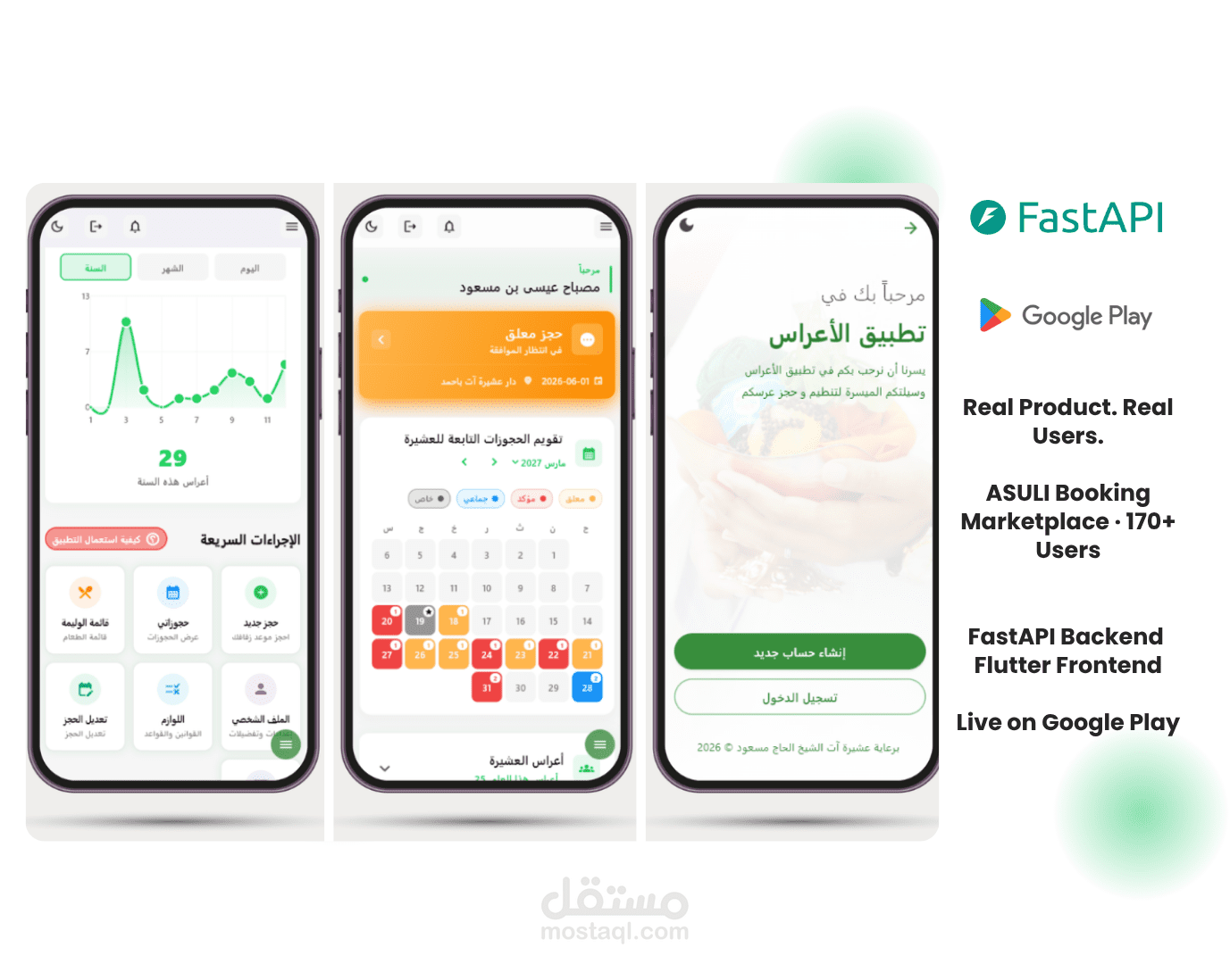 منصة ASULI لحجز خدمات الأعراس — Full Stack من قاعدة البيانات حتى Google Play