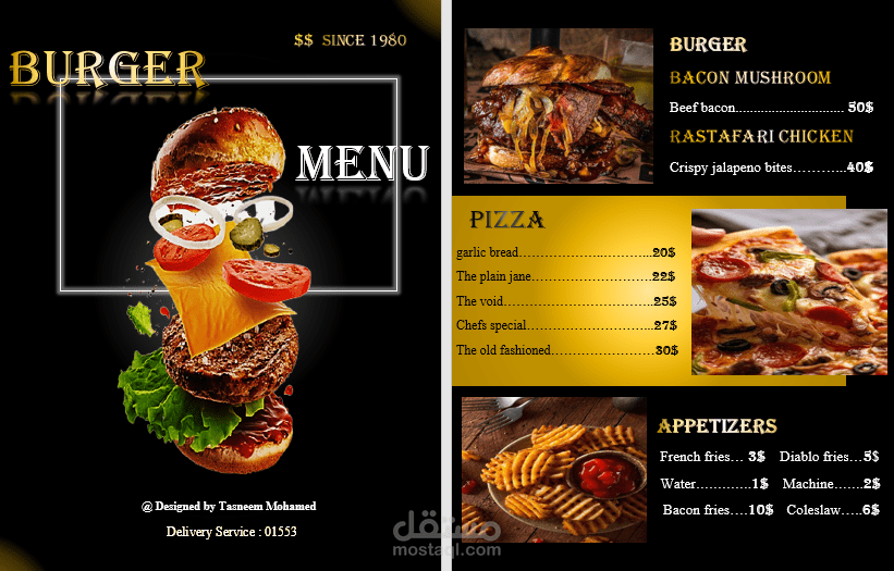 Menu design for a restaurant