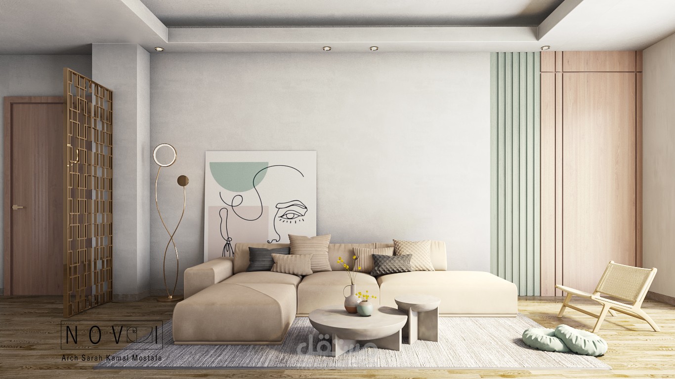 تصميم داخلي بسيط لغرفة جلوس على الطراز الحديث(modern )