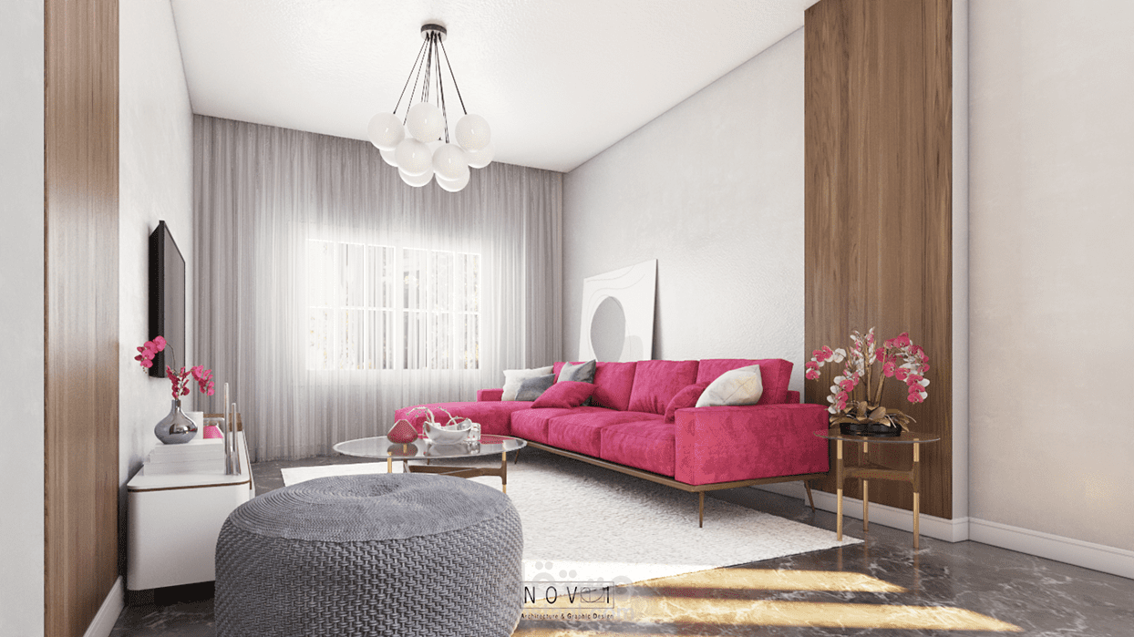 تصميم داخلي لصالة معيشة على الطراز الحديث(modern)