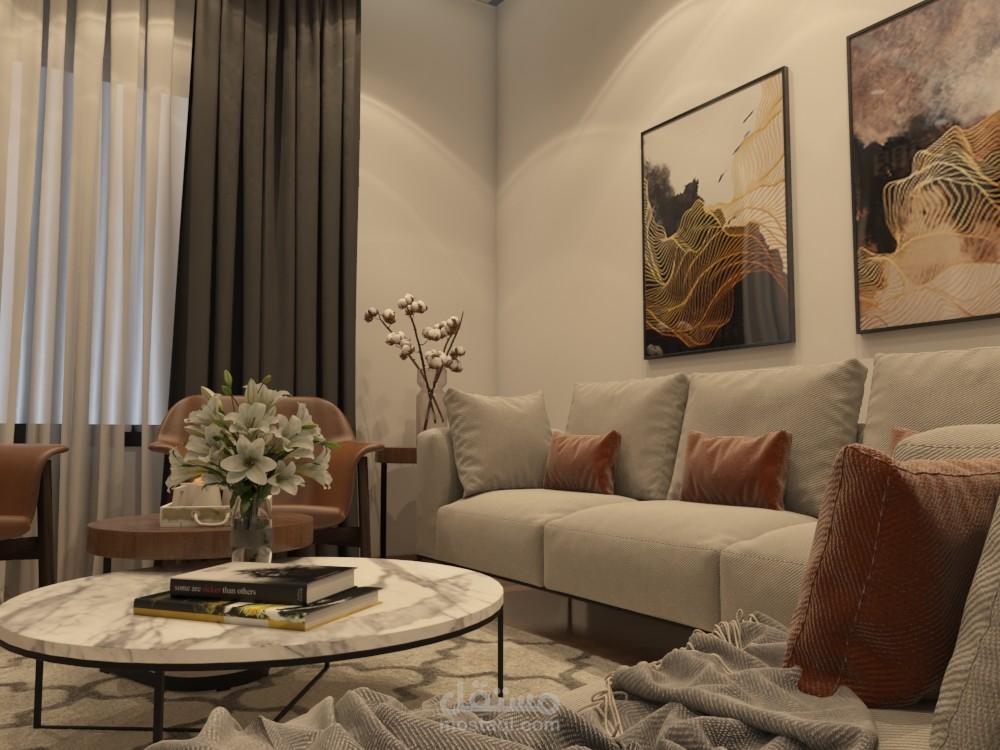 تصميم داخلي لغرفة معيشة
