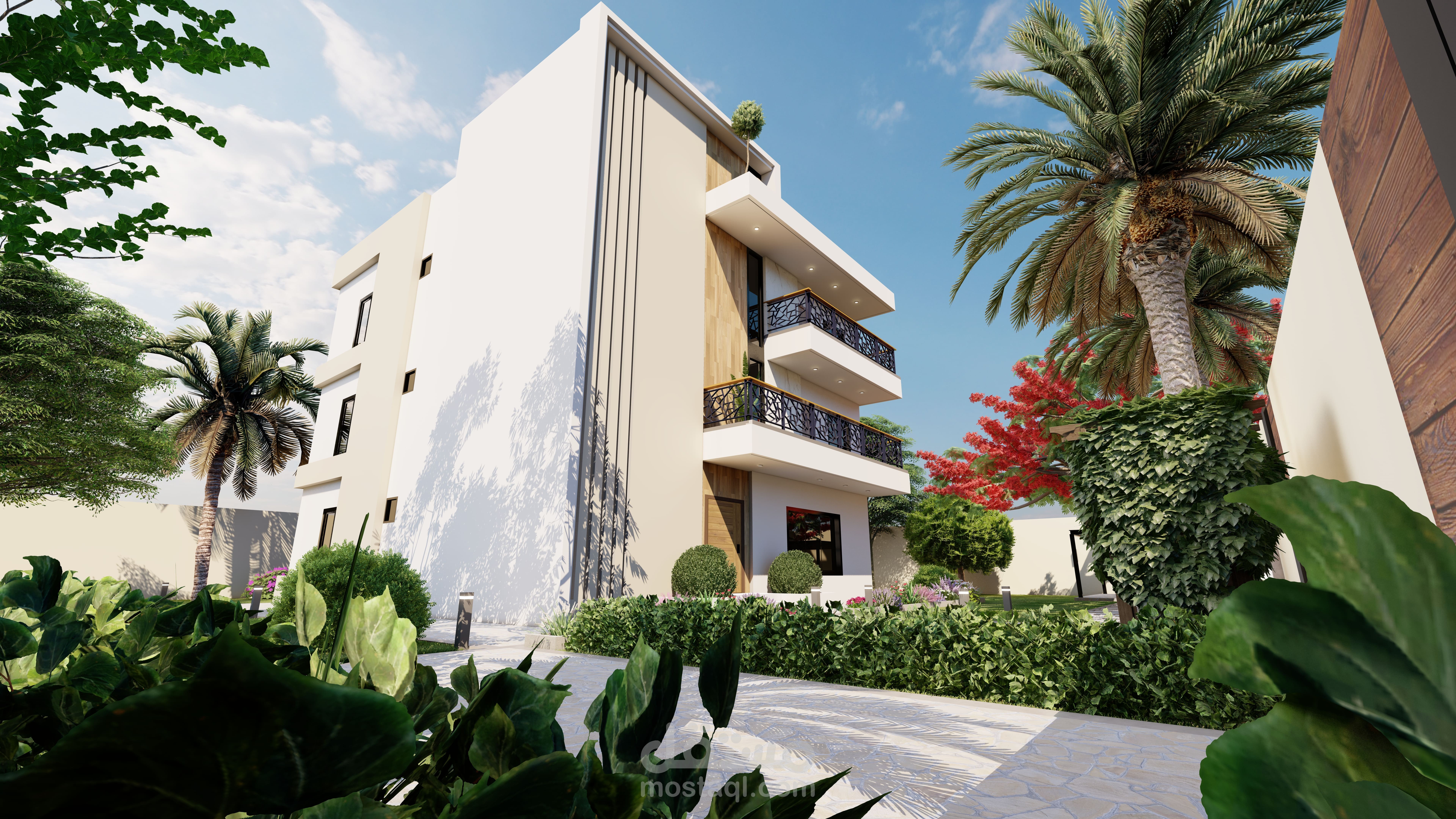 تصميم خارجي لواجهة عرض 12 متر