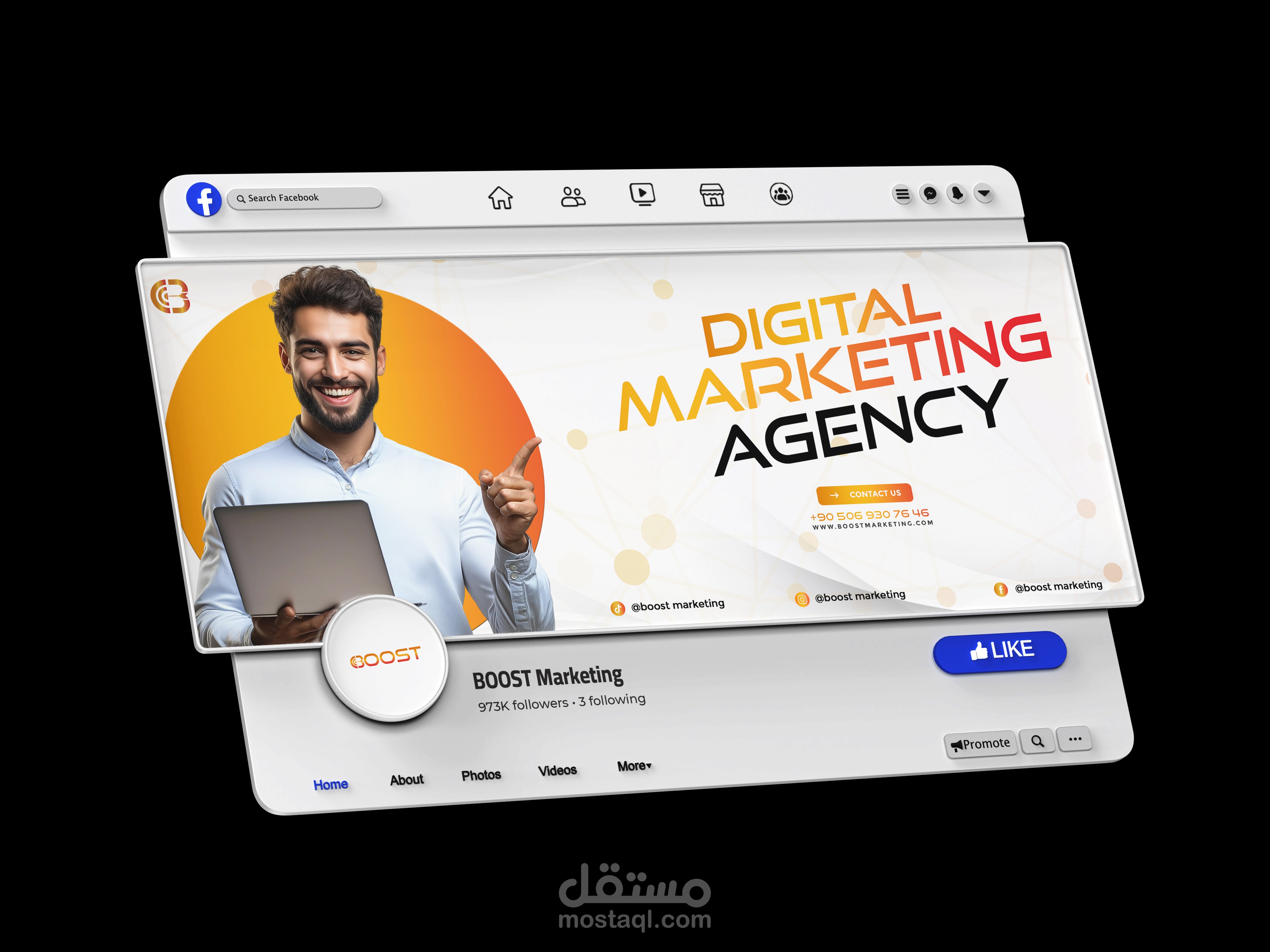 تصميم غلاف فيس بوك لوكالة دعاية وإعلان