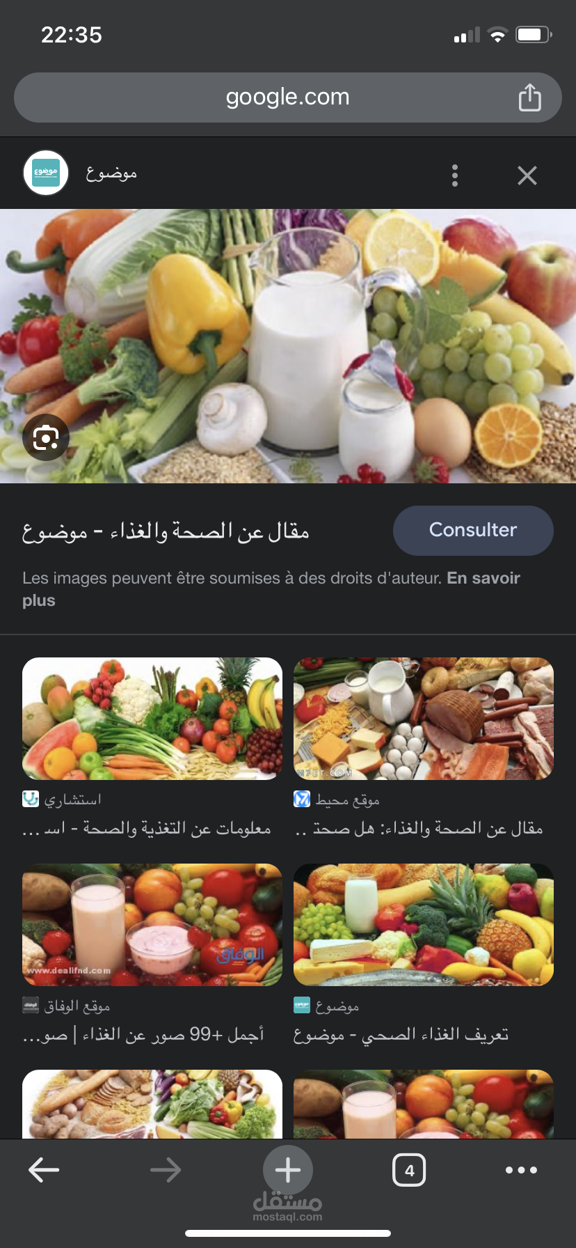 مقال عن الاكل