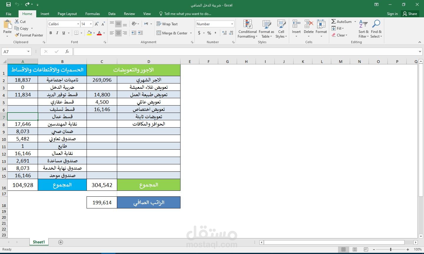 ضريبة الدخل الصافي