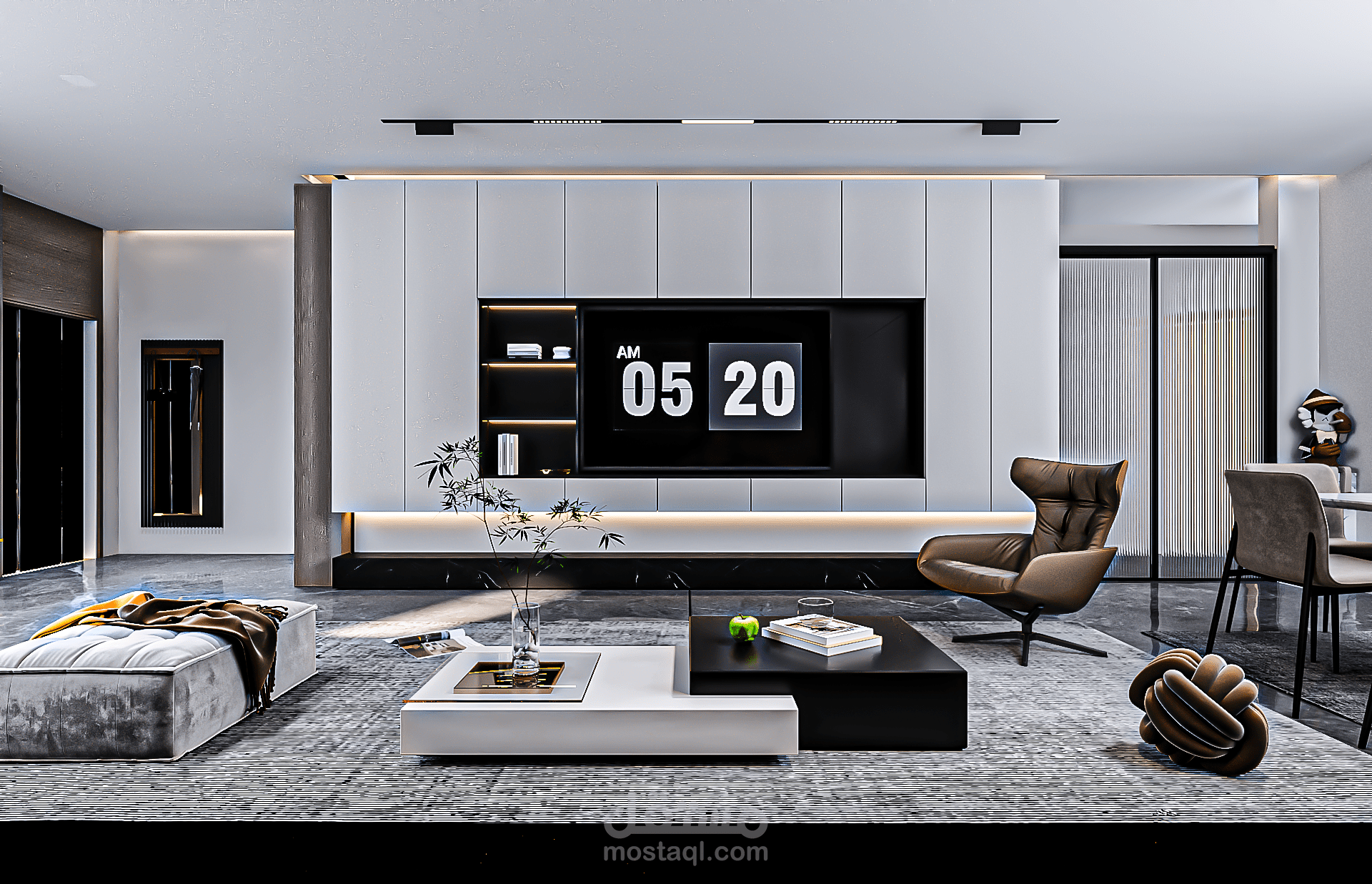 تصميم شقة سكنية 120 م² – طراز مودرن
