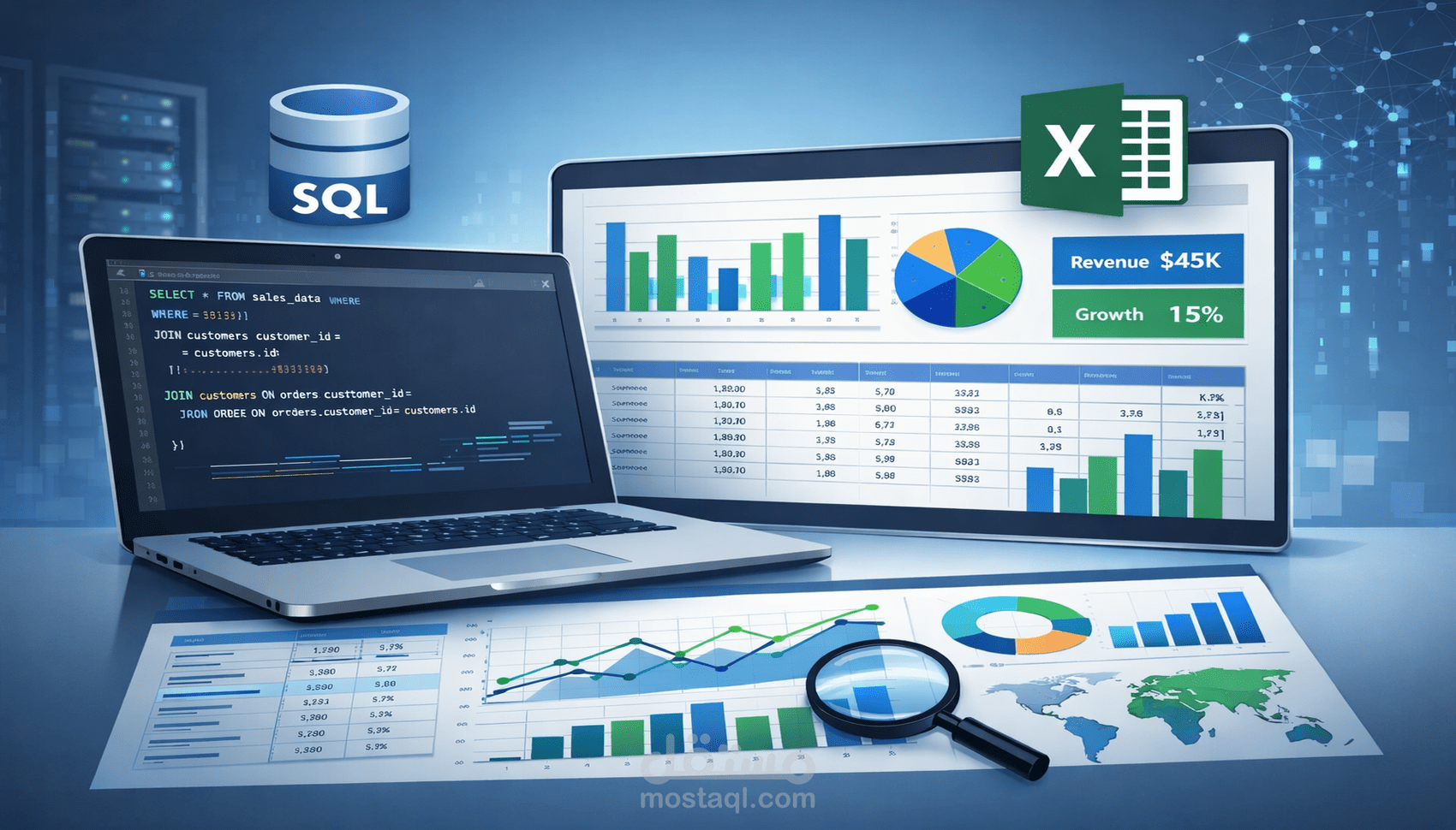 تنظيف وتحليل البيانات باستخدام Excel وSQL وإنشاء Dashboards تفاعلية