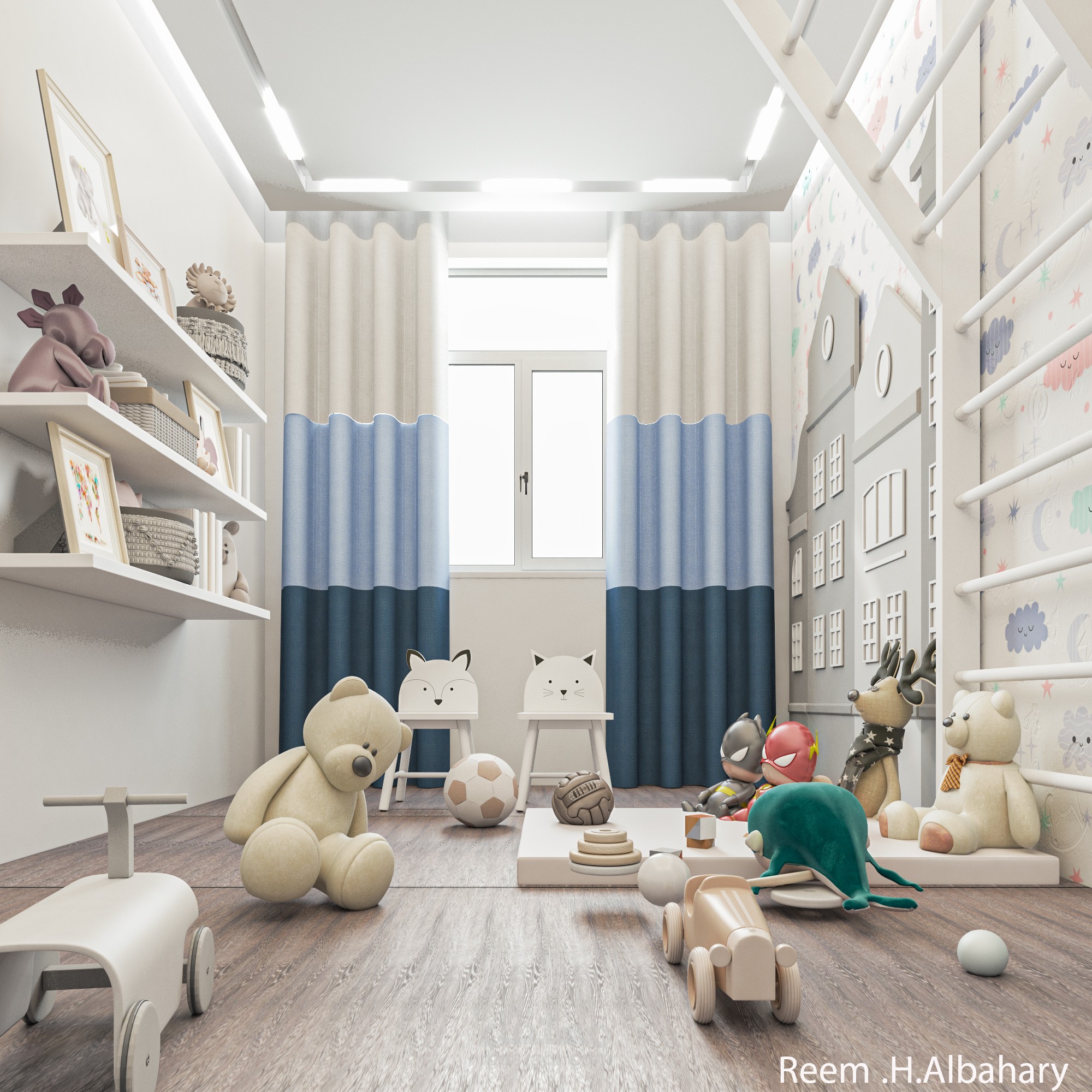 تصميم داخلي لغرفة لعب اطفال (kids zone)