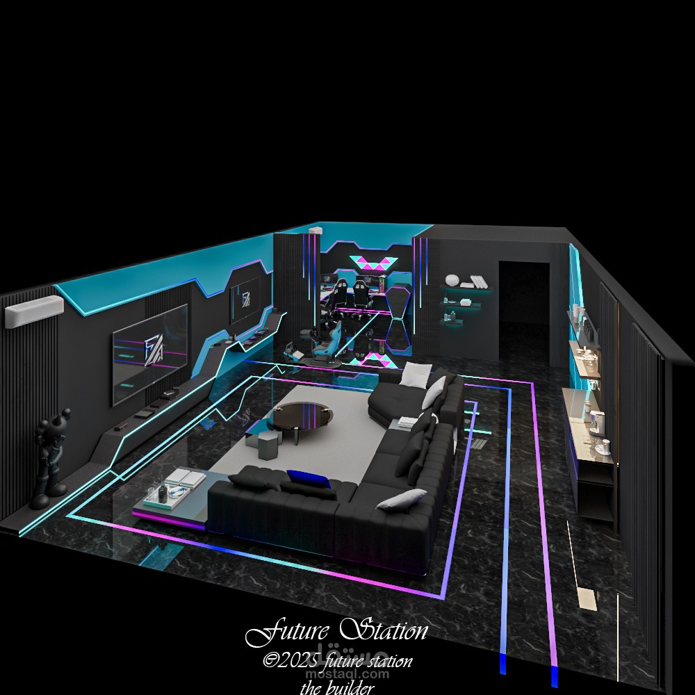 تصميم داخلي لغرفة العاب (gaming Room)