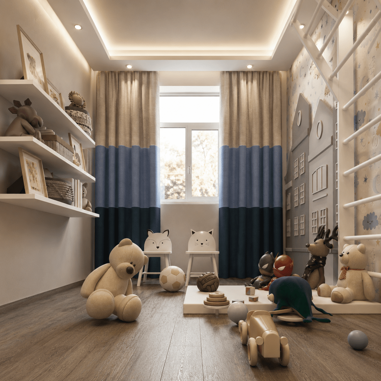 تصميم داخلي لغرفة لعب اطفال (kids zone)