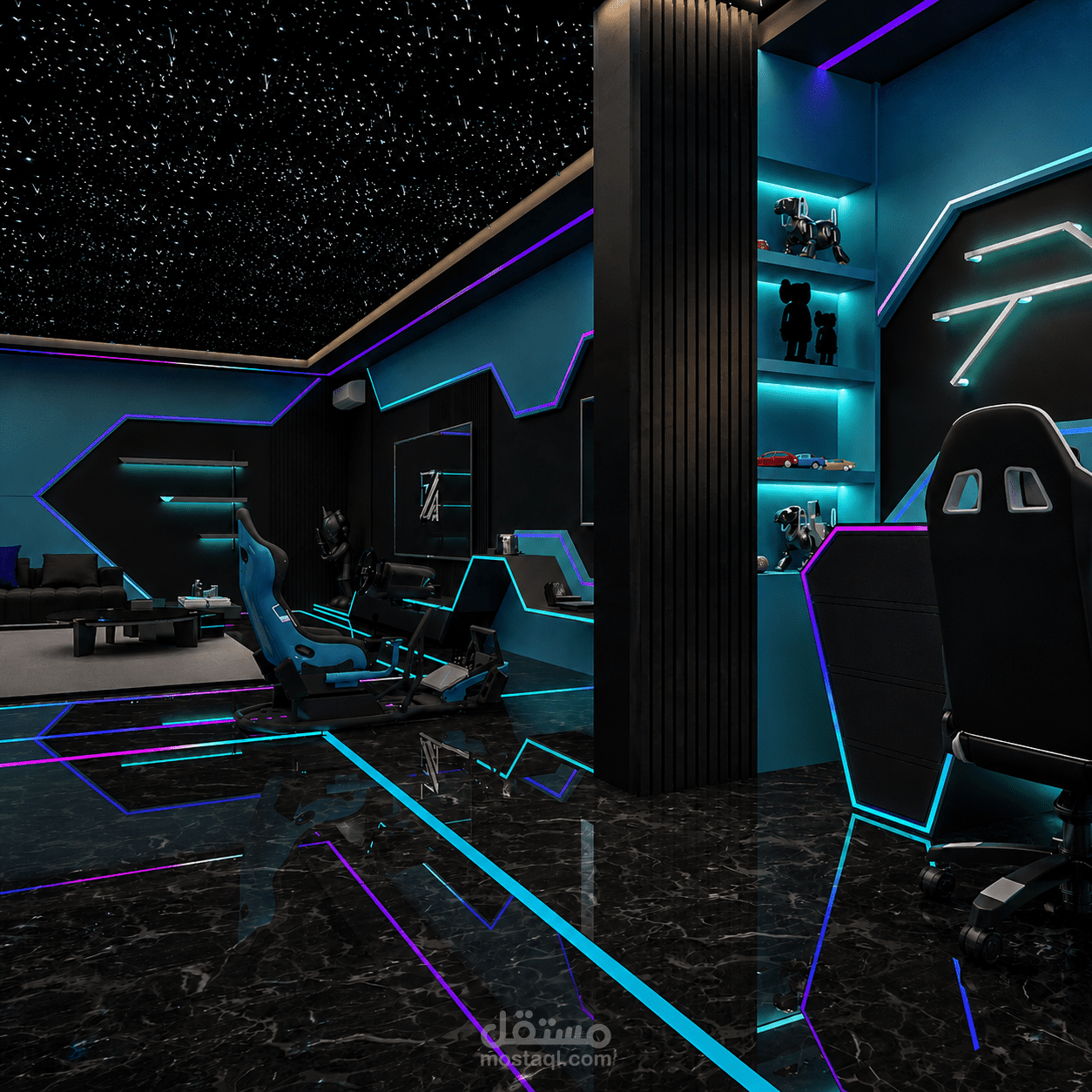 تصميم داخلي لغرفة العاب ( gaming room)