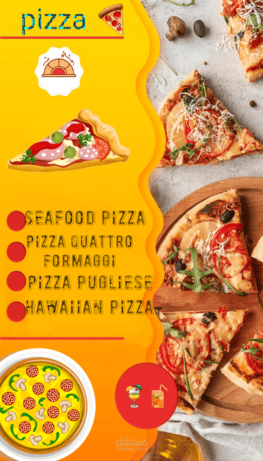 تصميم قائمة طعام لمطعم pizza