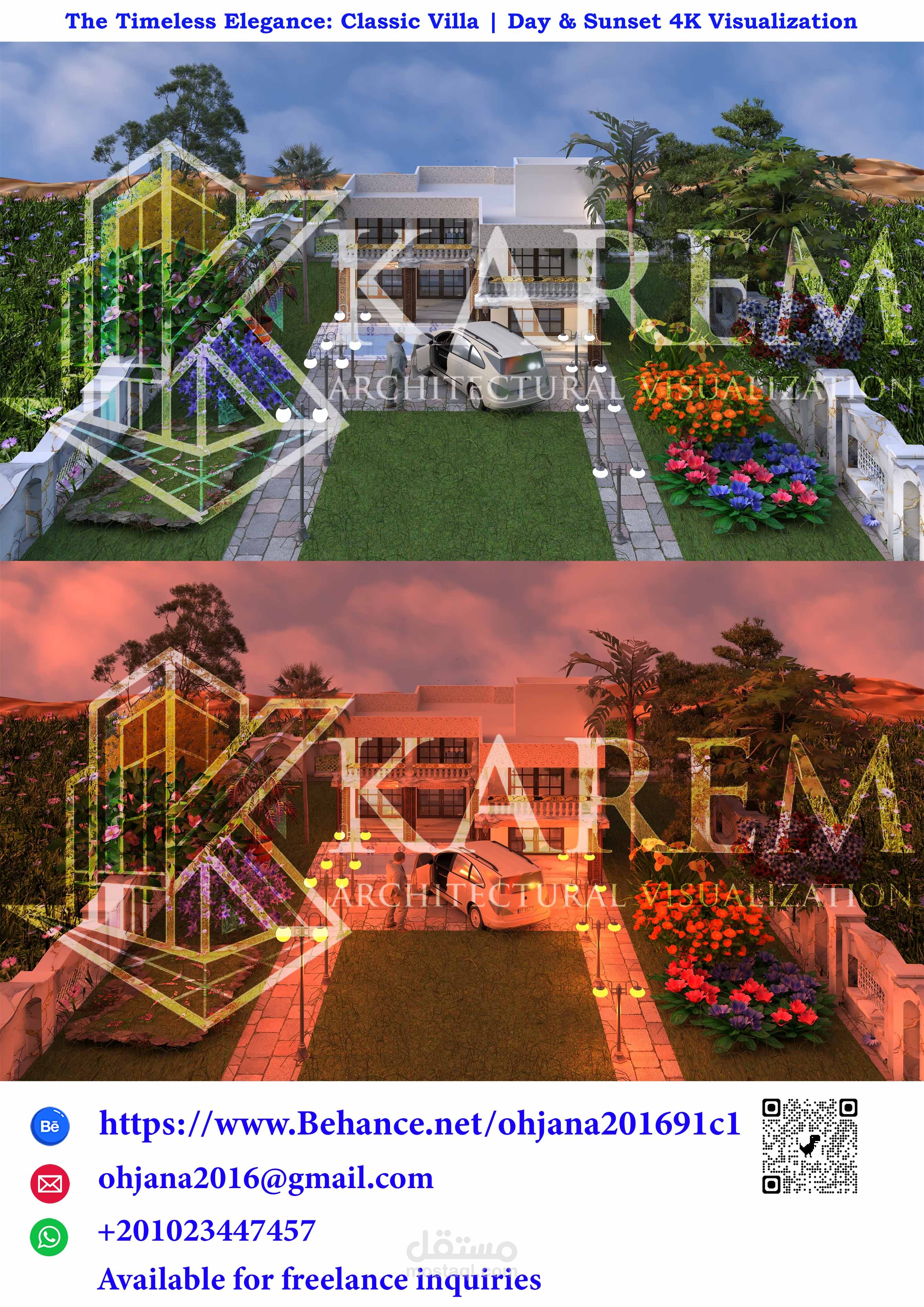 • الأناقة الخالدة: فيلا كلاسيكية / عرض مرئي بدقة 4K أثناء النهار والغروب