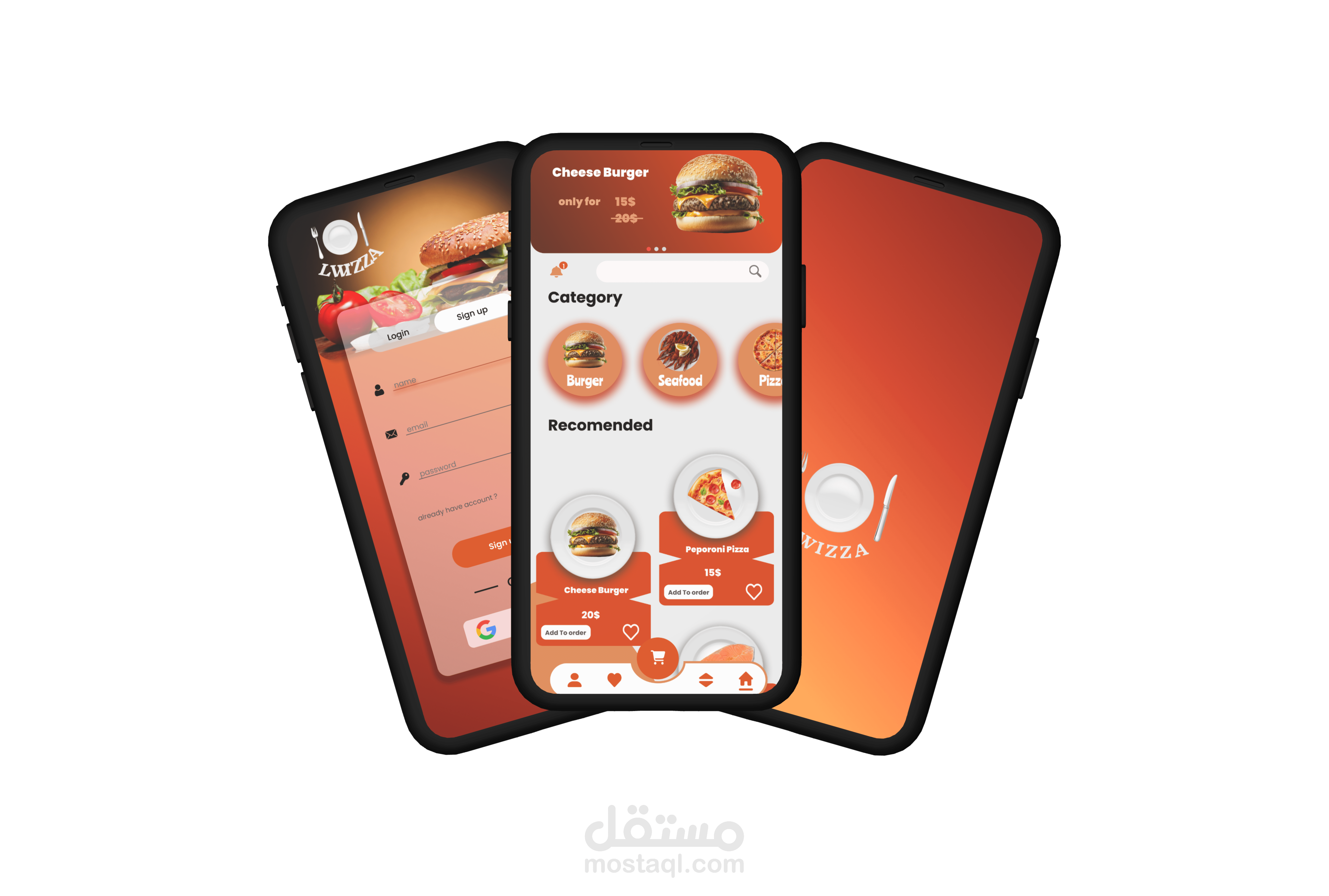تصميم ui/ux لتطبيق مطعم