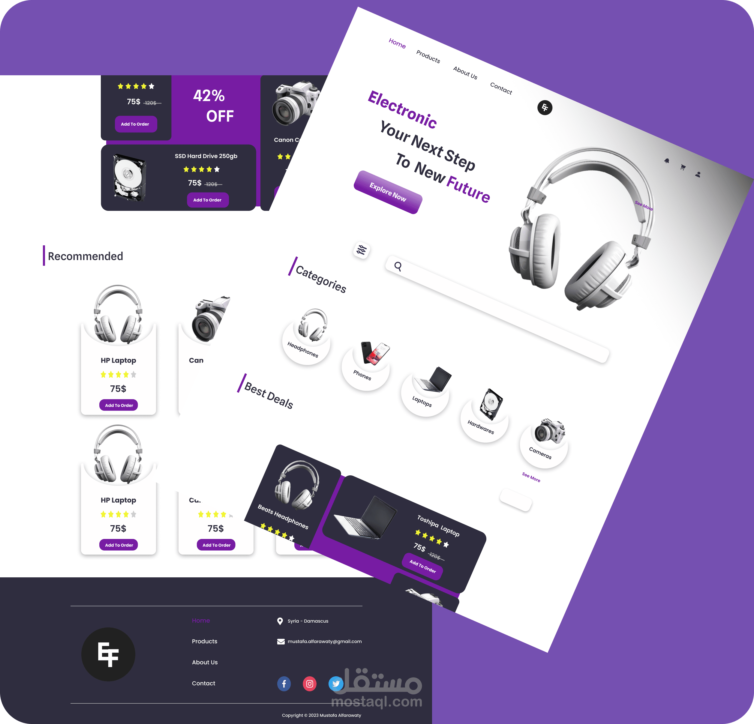 تصميم ui/ux لموقع الكتروني لبيع الاجهزة الالكترونية