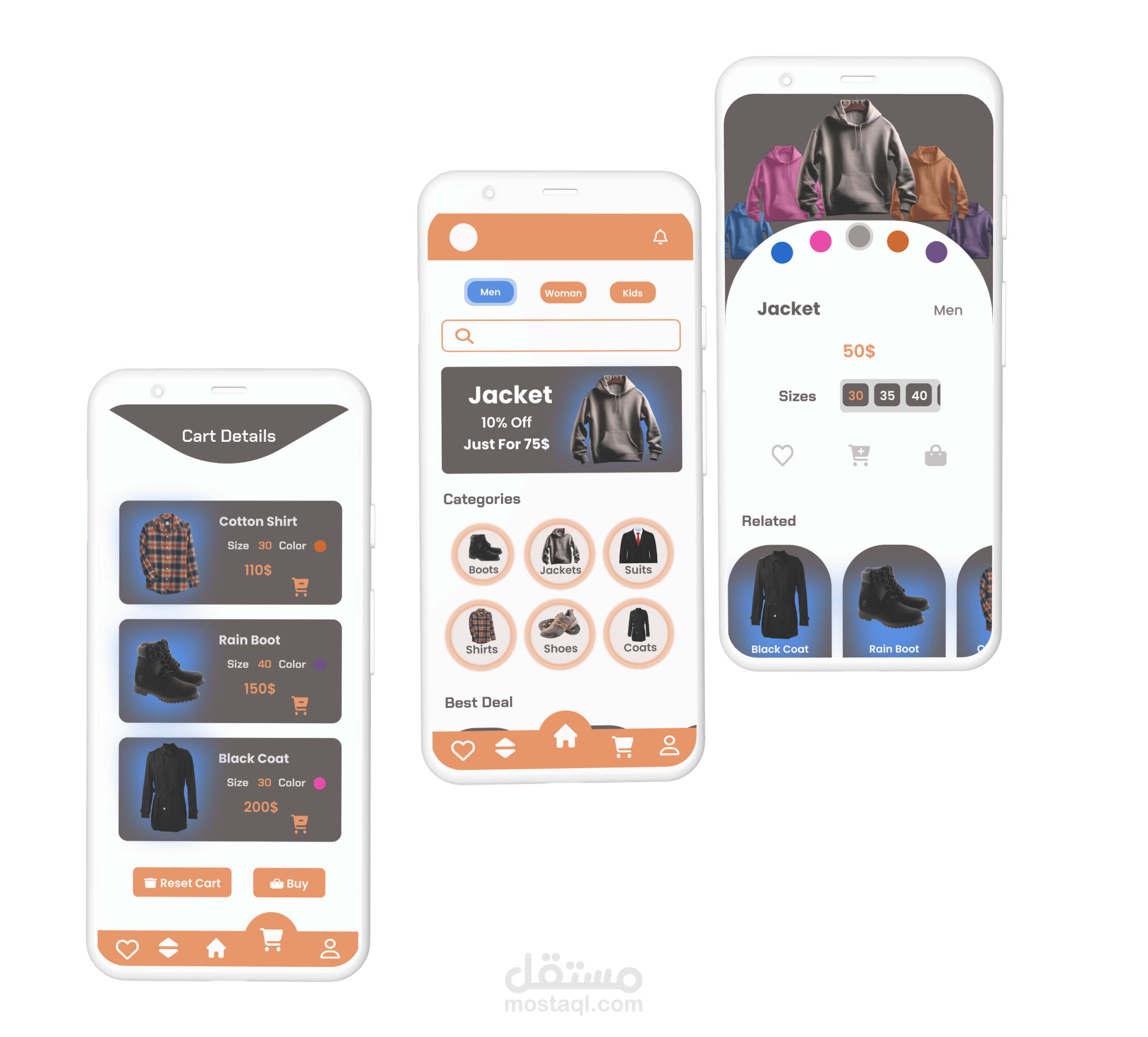 متجر ملابس MyShop app UI/UX