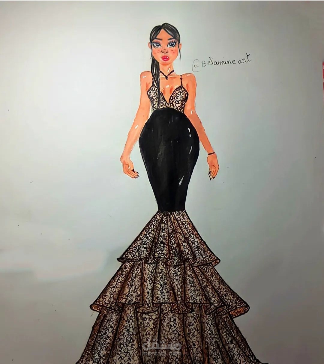 رسم فستان راقي
