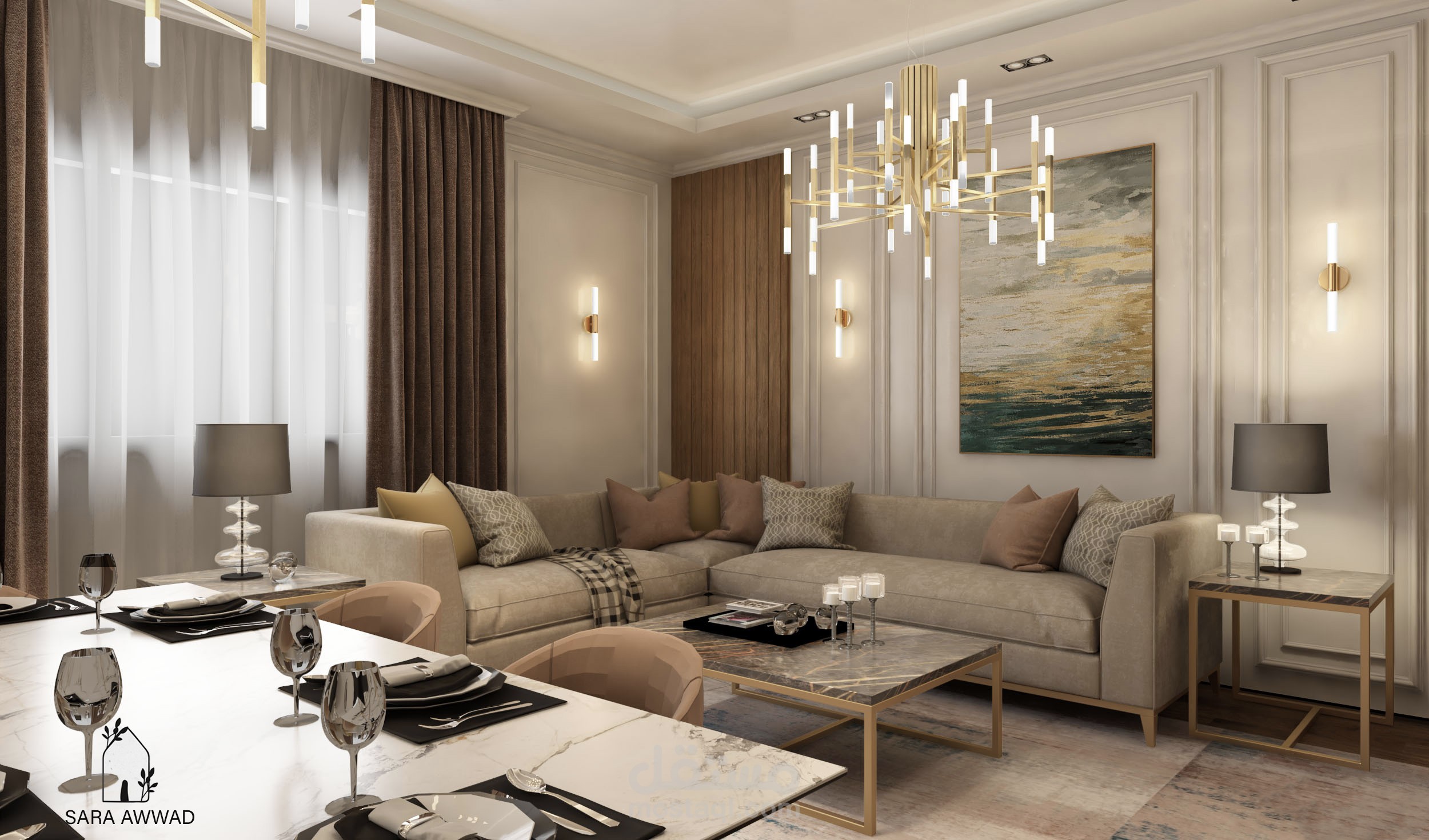 ريسيبشن باستايل  نيوكلاسيك  ( Living room new classic )