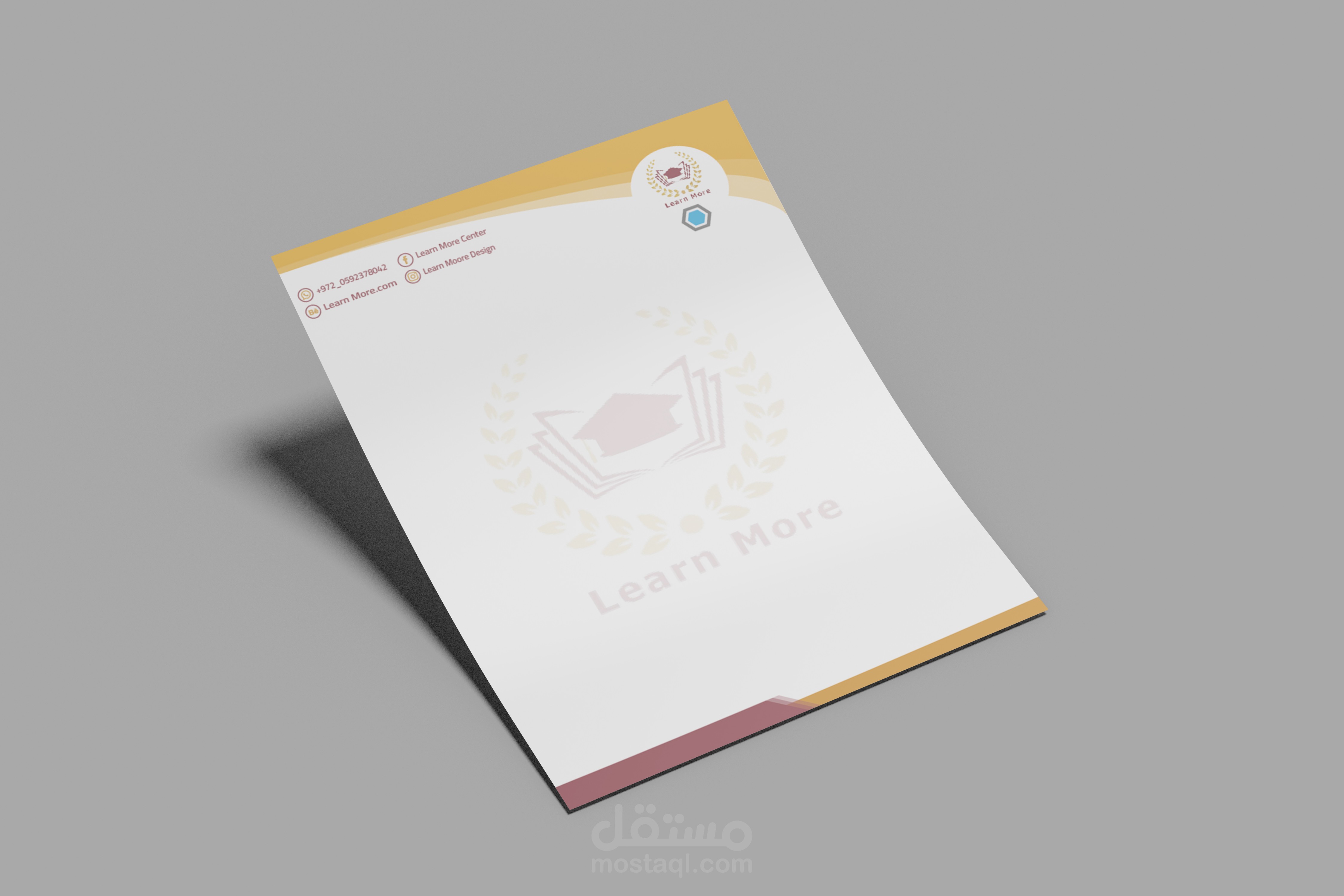 تصميم ورق مروس لمؤسسة Learn More