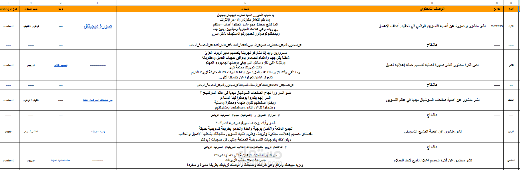 كتابة المحتوى