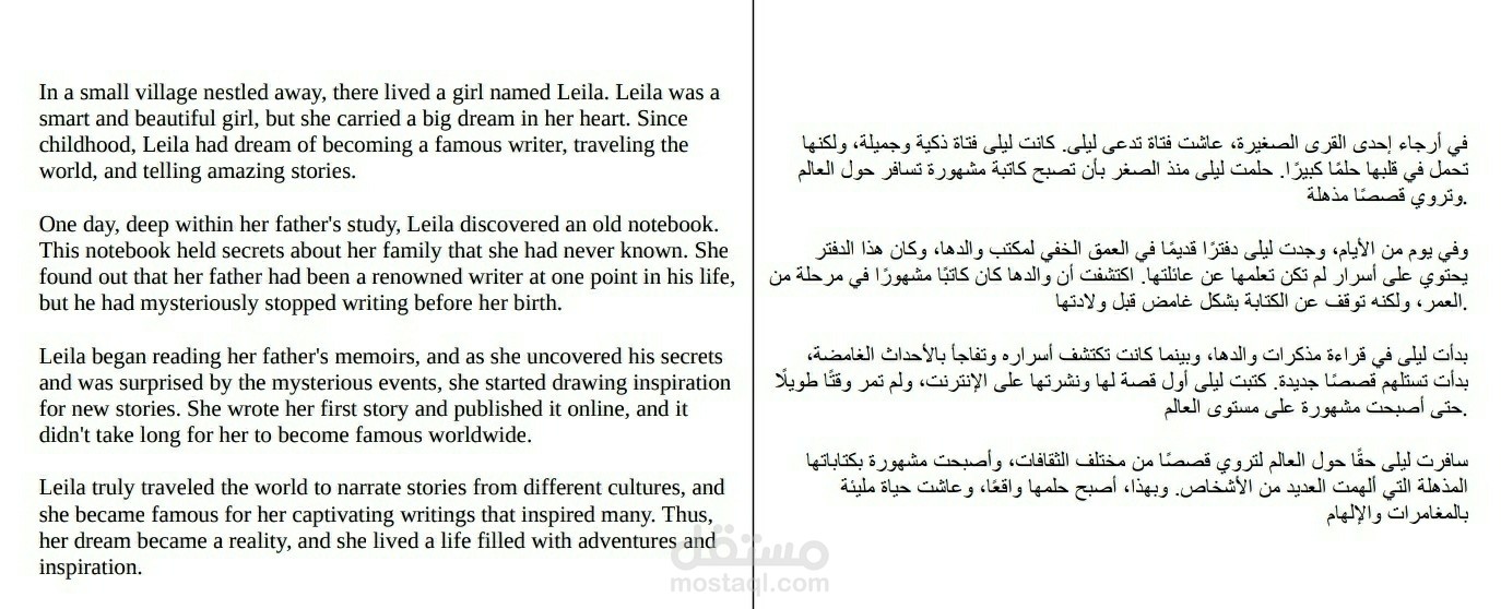 ترجمة من اللغة العربية إلى اللغة الانجليزية أو العكس
