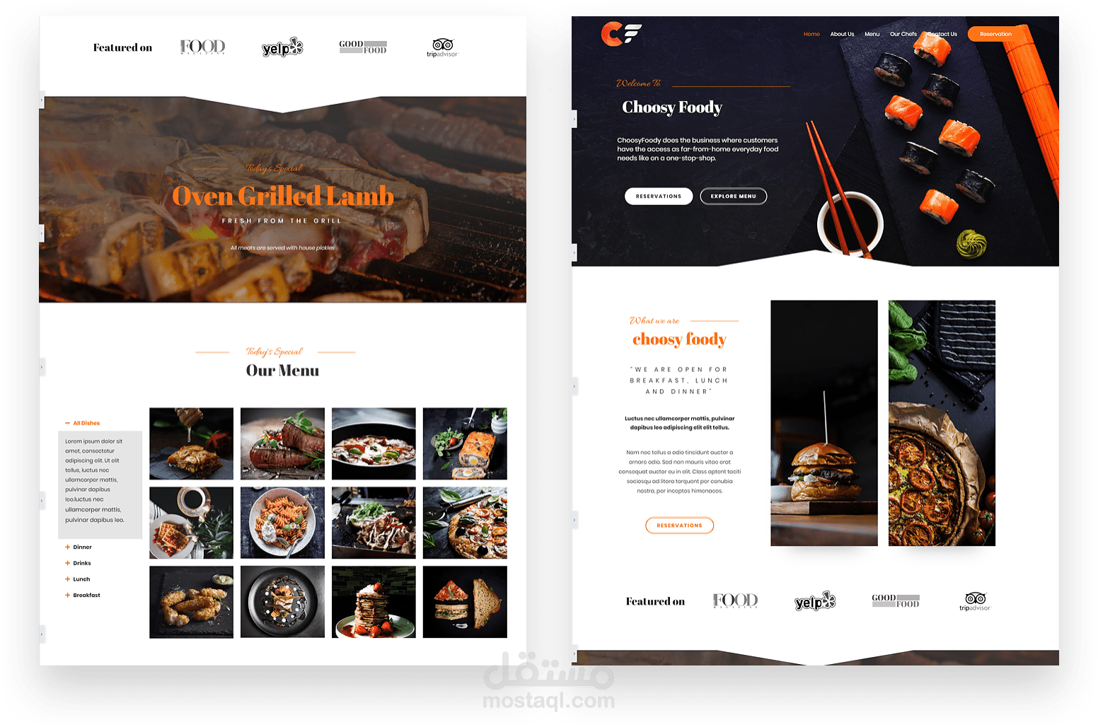 تصميم موقع احترافي لمطعم باستخدام الووردبرس