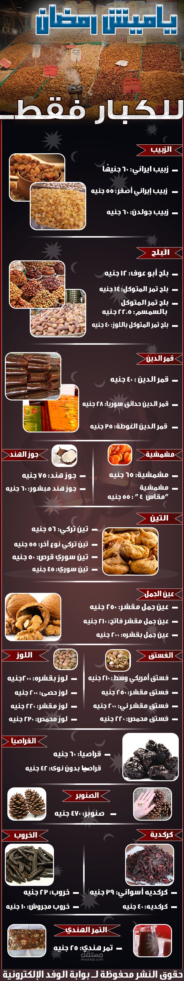 تصميم انفوجرافيك عن اسعار  ياميش رمضان