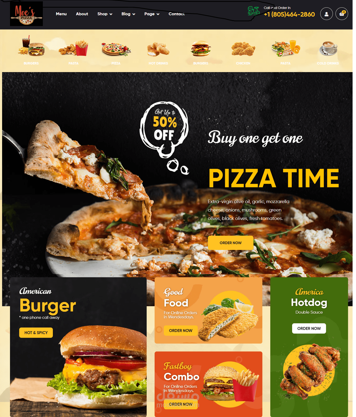 تصميم وبرمجة الموقع الرسمي لمطعم Pizza Moe’s