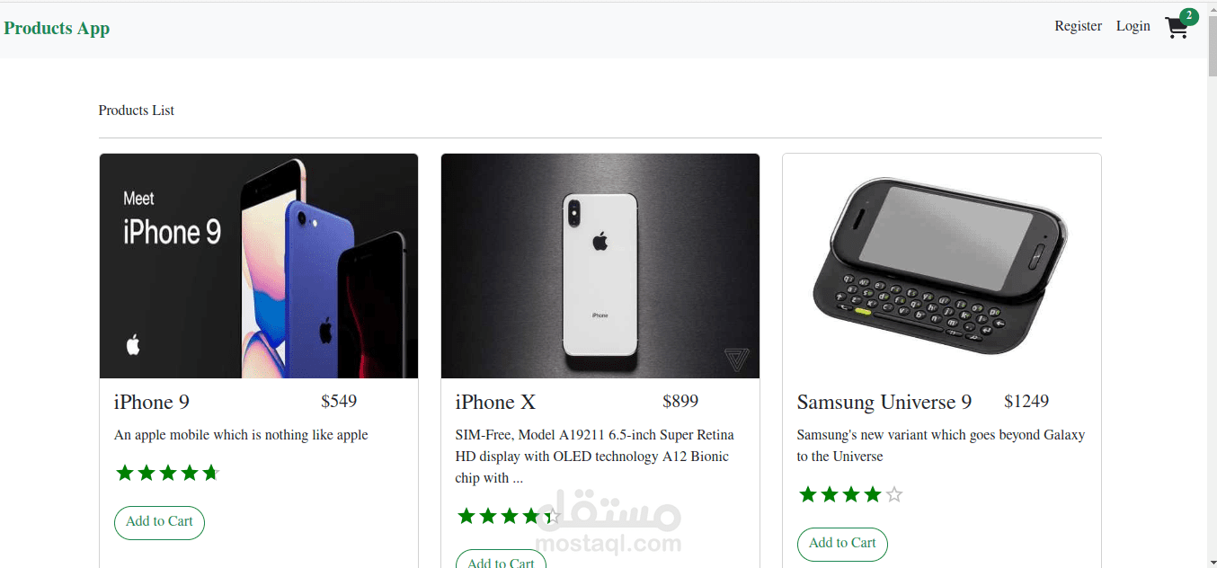 e-commerce app using React js