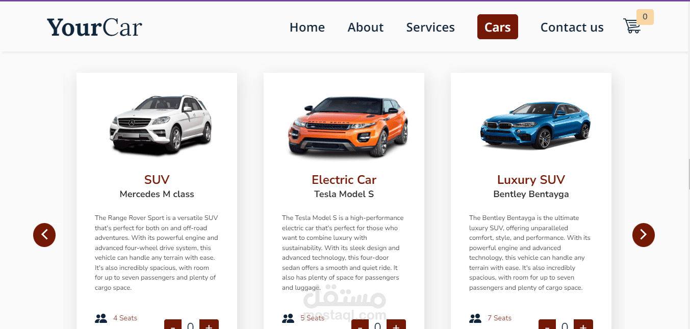A website for car shopping agency