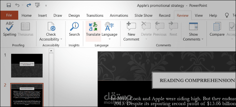 Translate a presentation