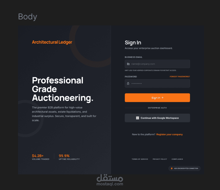 Service Details – Auction / Dashboard Platform UI/UX