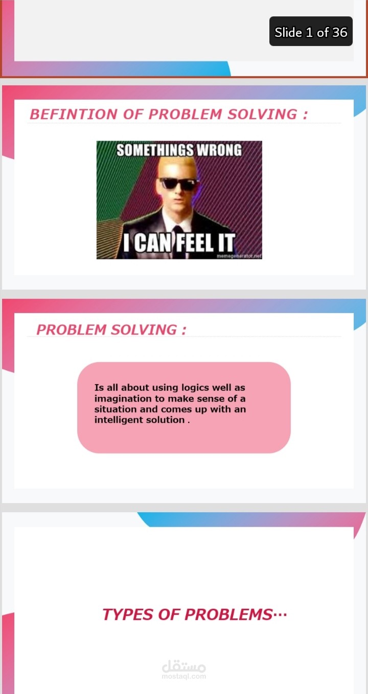 عمل PowerPoint presentation بناءاً على طلبات العميل و تم تحويله إلى pdf