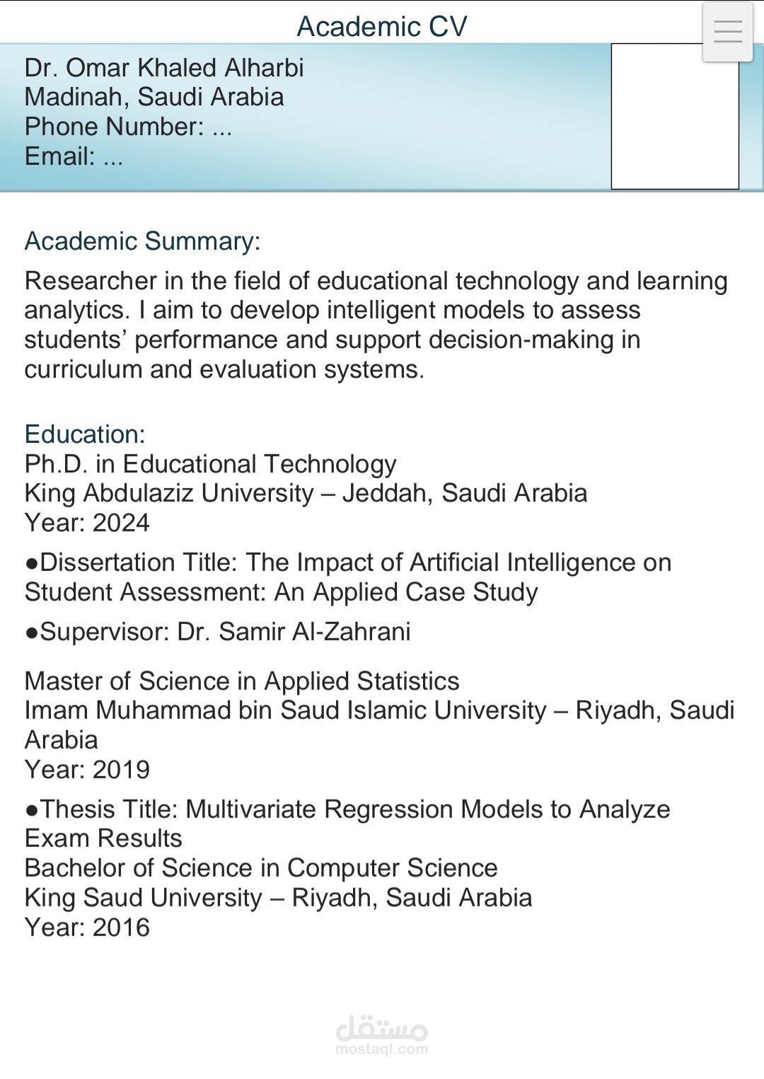 Academic CV