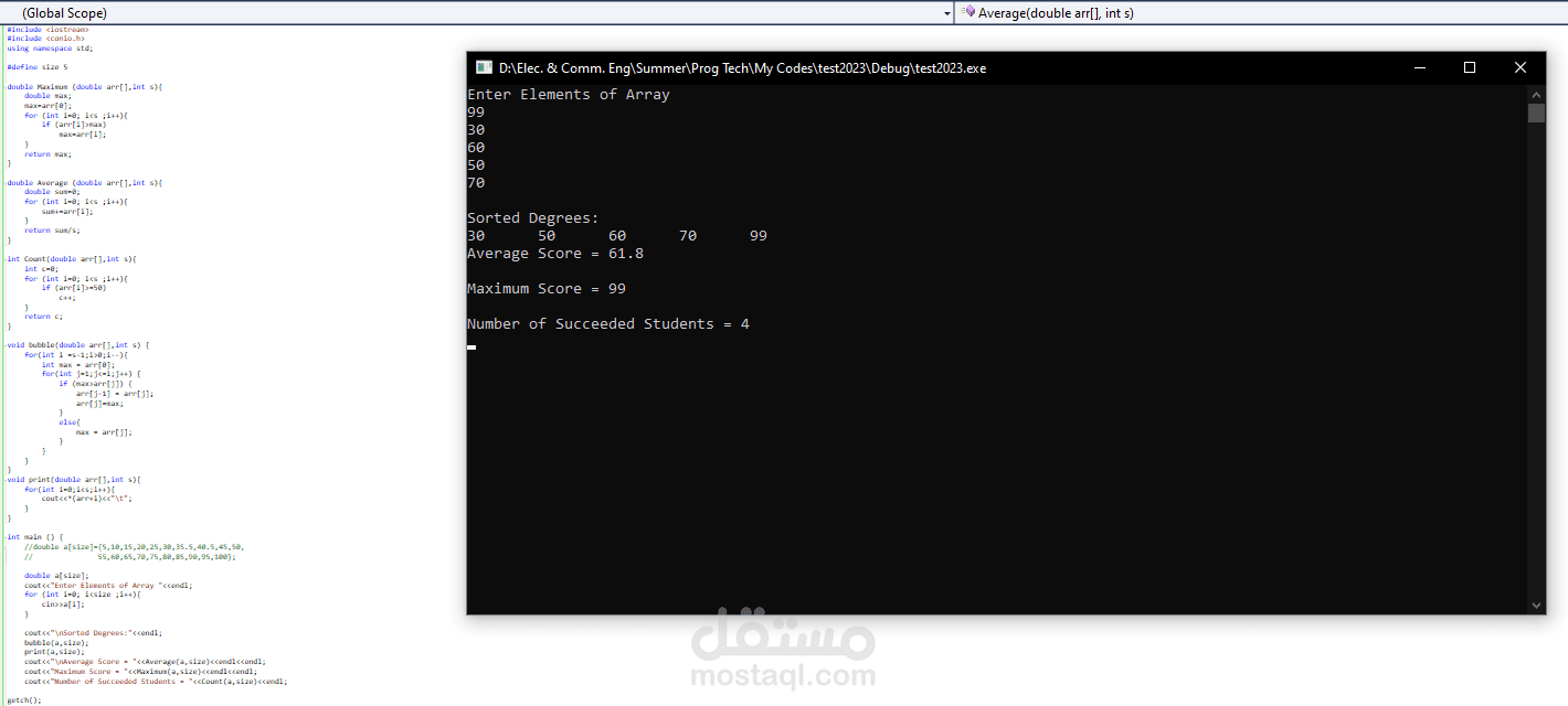 C++ Programming using arrays and functions and sorting.
