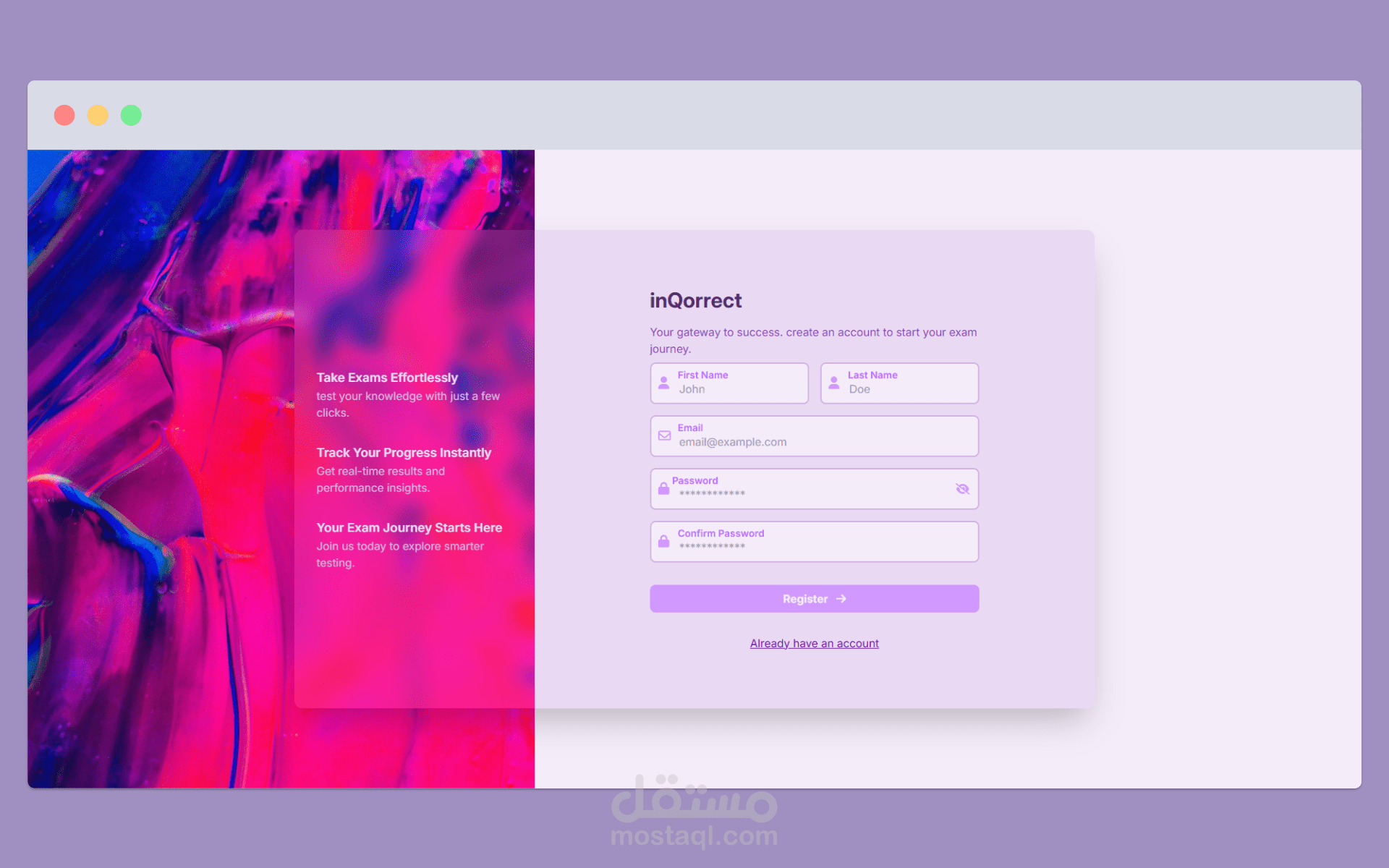 تصميم موقع امتحانات تفاعلي باستخدام HTML وCSS وJavaScript