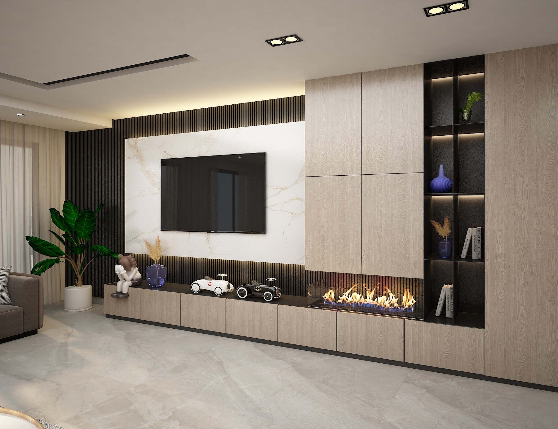 تصميم جدار التلفزيون في فيلا