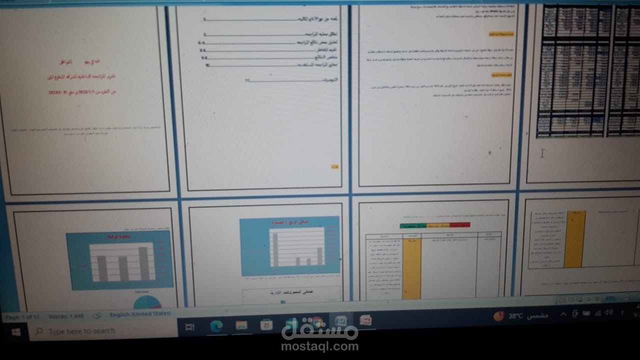 تقرير مراجعه داخليه لشركه
