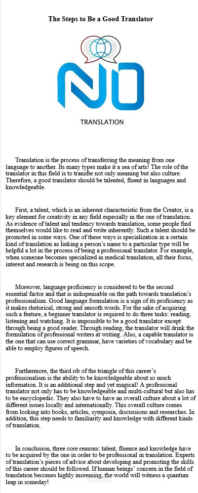 The Steps to Be a Good Translator
