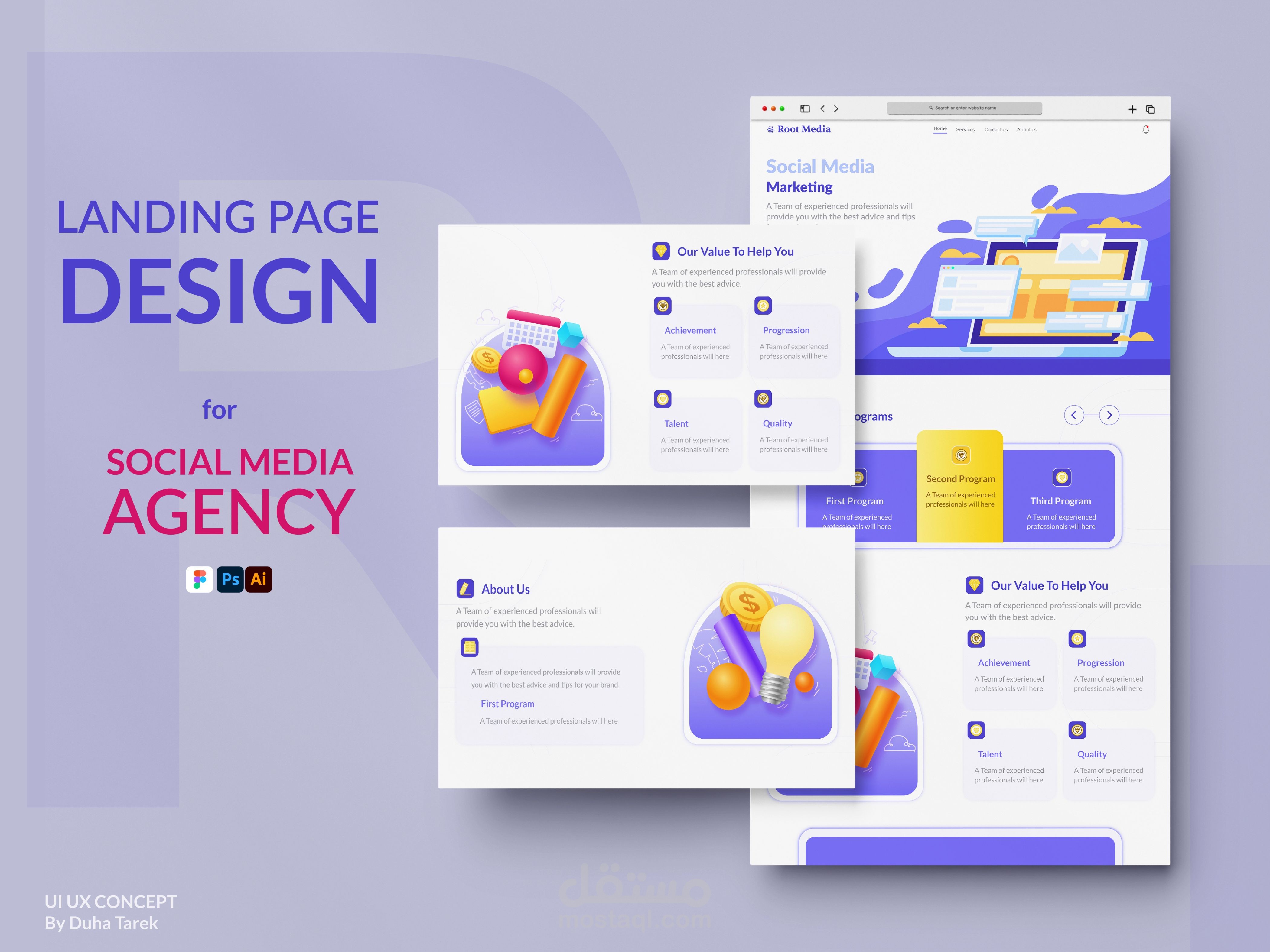 تصميم موقع الكتروني لوكالة سوشيال ميديا  website design - UI design